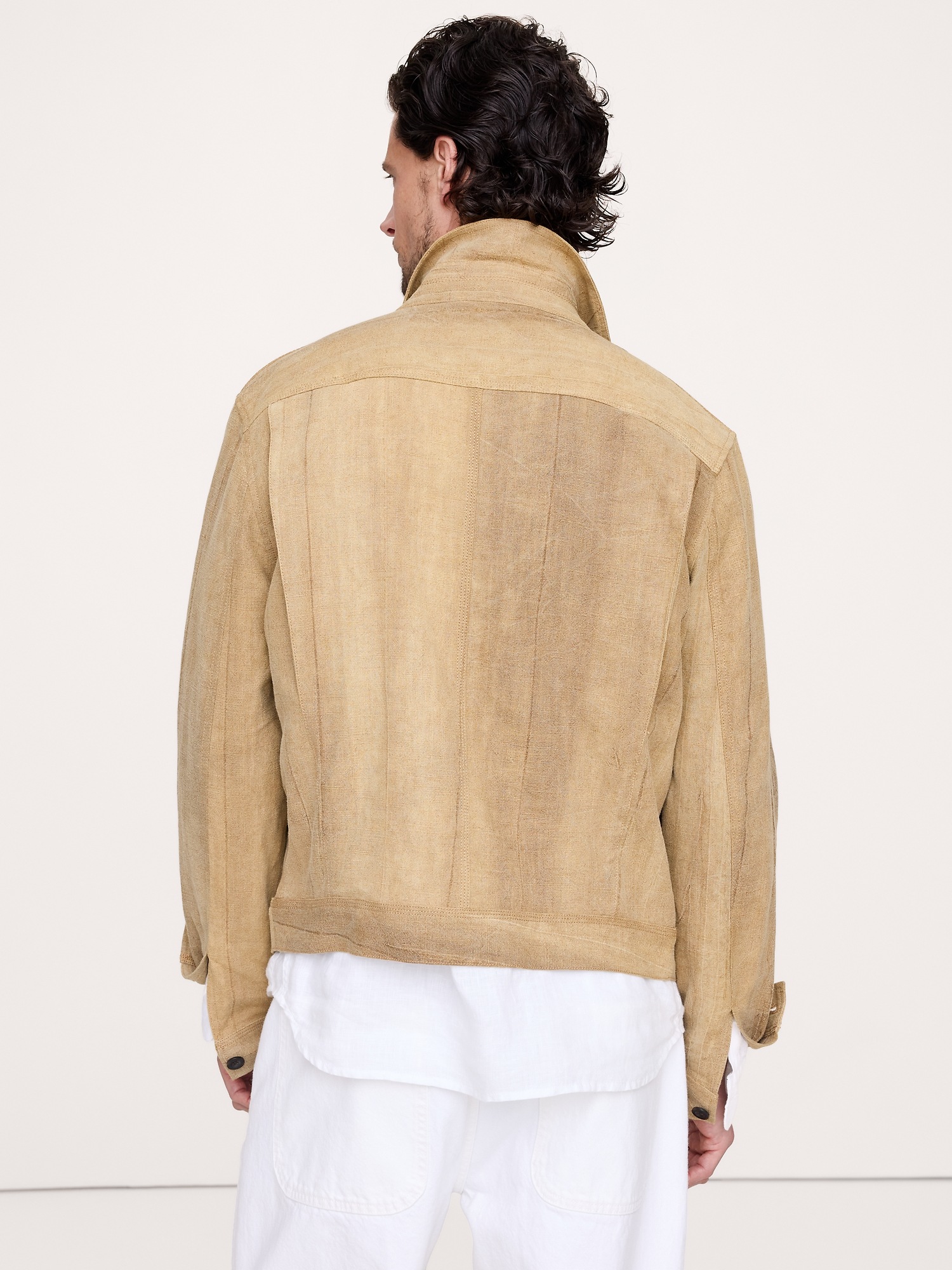 Мужская куртка Banana Republic Ramie-Cotton Flight, цвет: Хаки бежевый — фото 2
