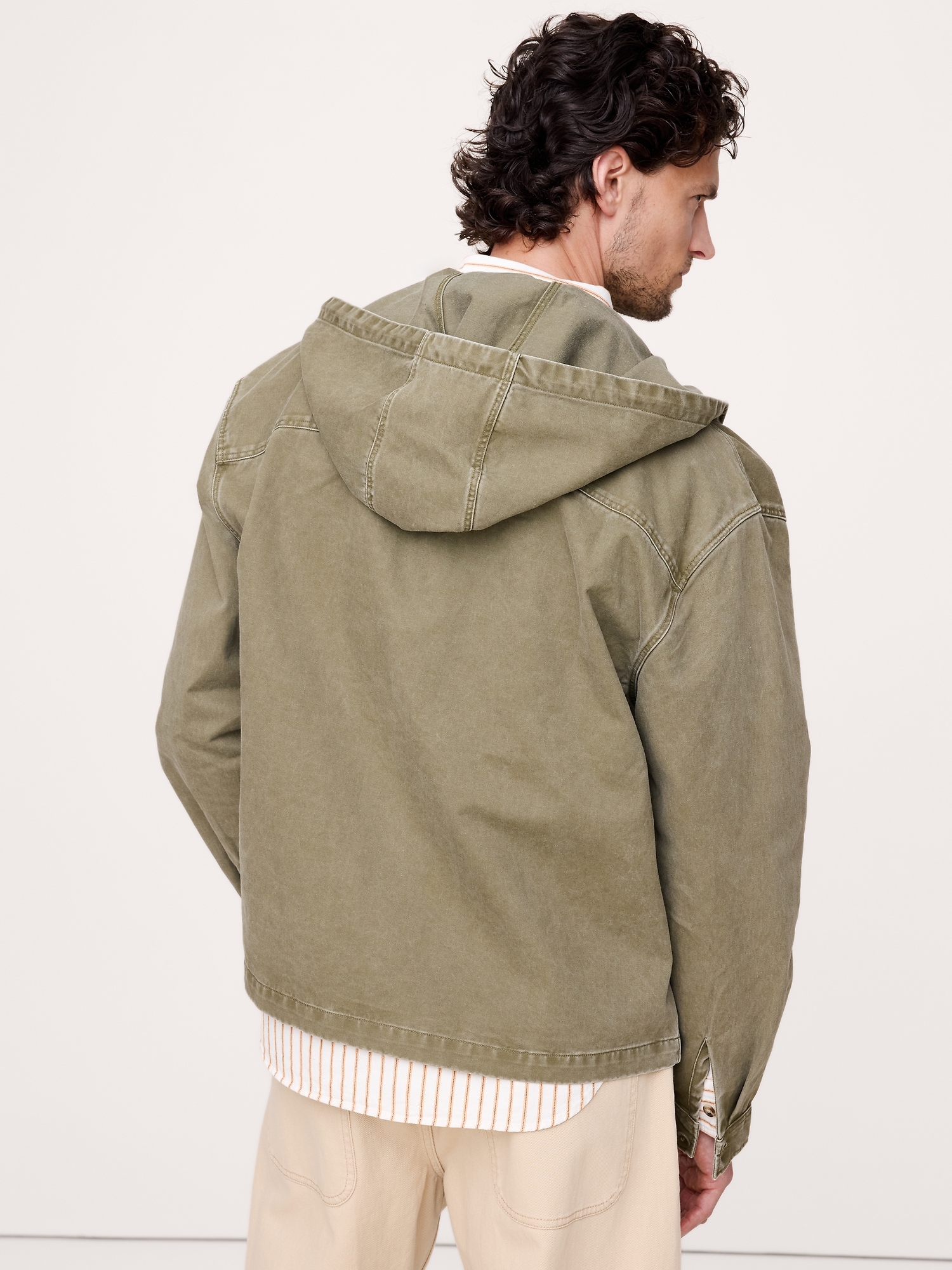 Image number 3 showing, Cotton Twill Hooded Overshirt