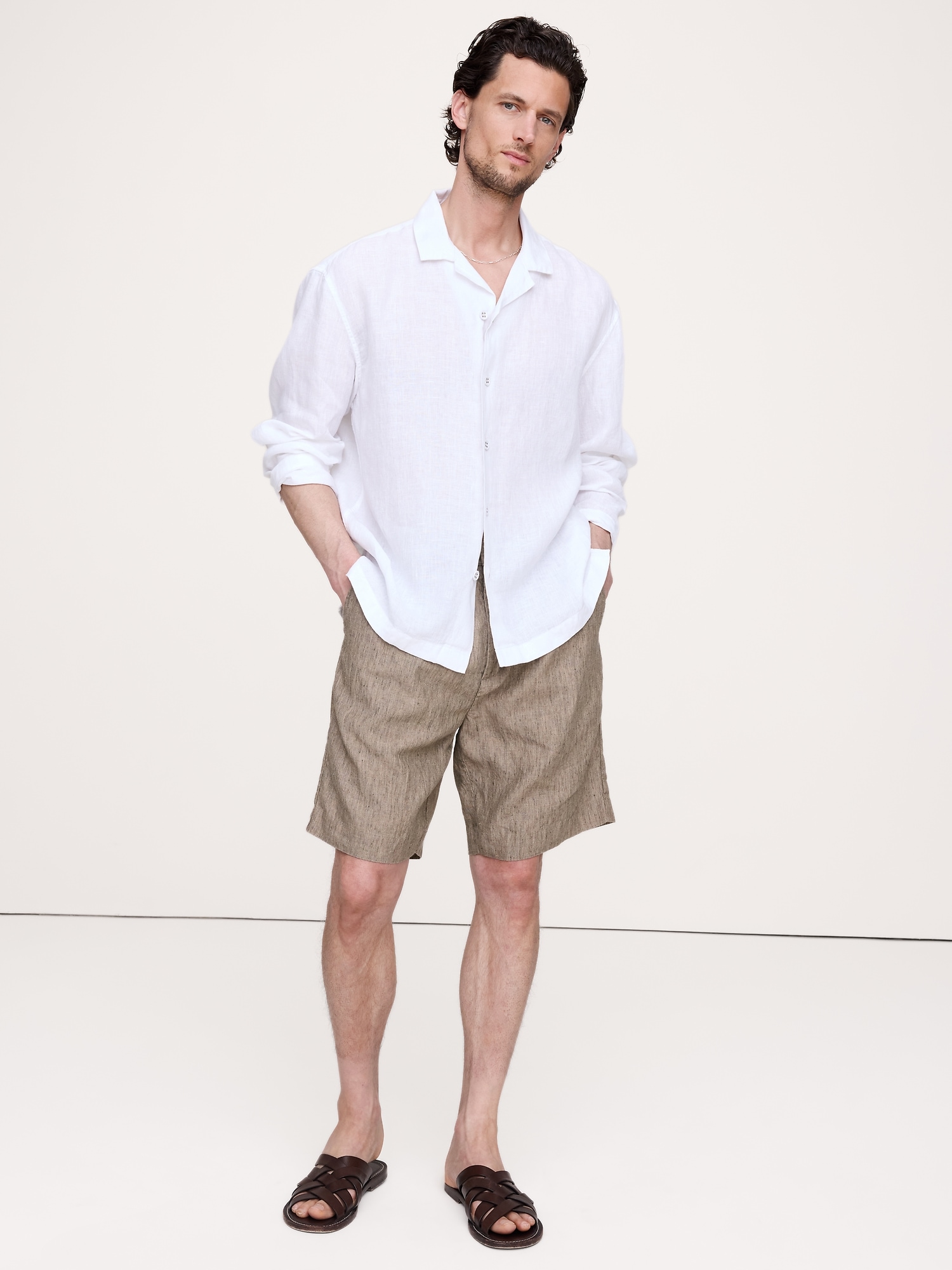 Image number 1 showing, Relaxed-Fit Linen Long-Sleeve Resort Shirt