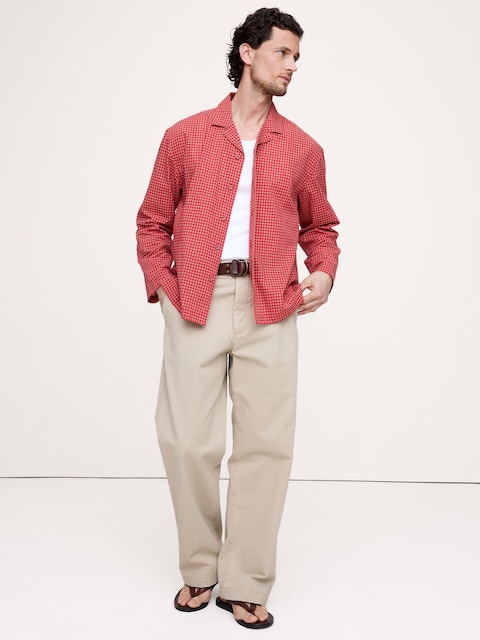 Relaxed-Fit Summerweight Cotton Long-Sleeve Resort Shirt