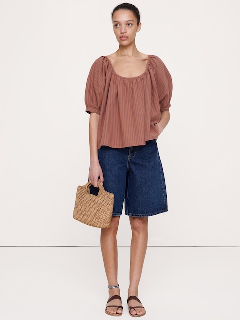 Breezy Cotton Scoop-Neck Top