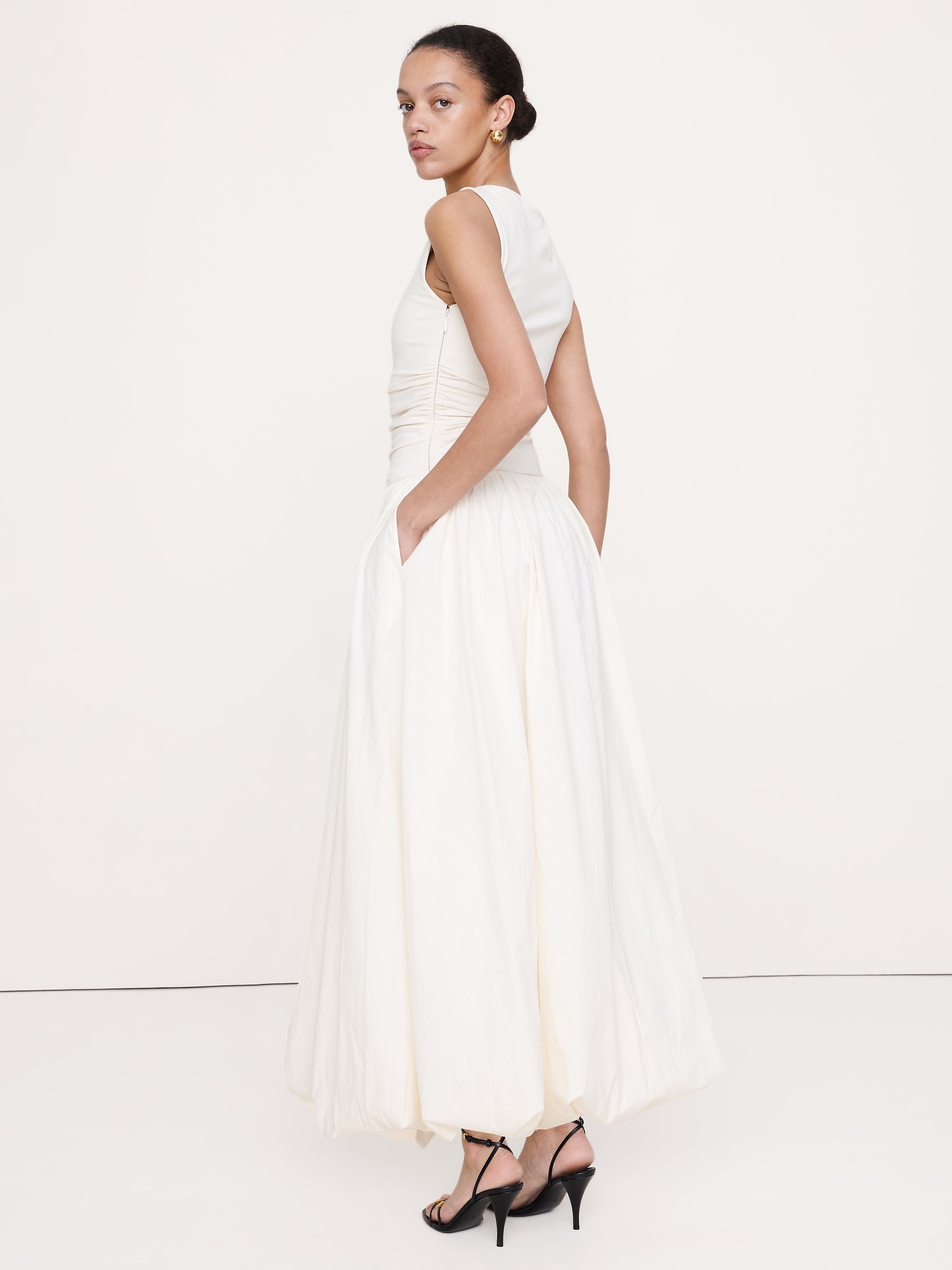 Image number 3 showing, Jersey + Cotton Poplin Bubble-Hem Dress
