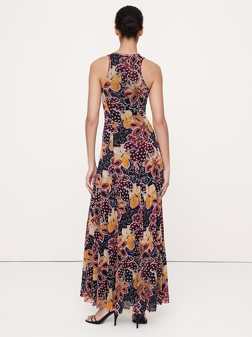 banana republic mesh long-sleeve maxi dress black floral botanical 817722 Mesh Tank Maxi Dress