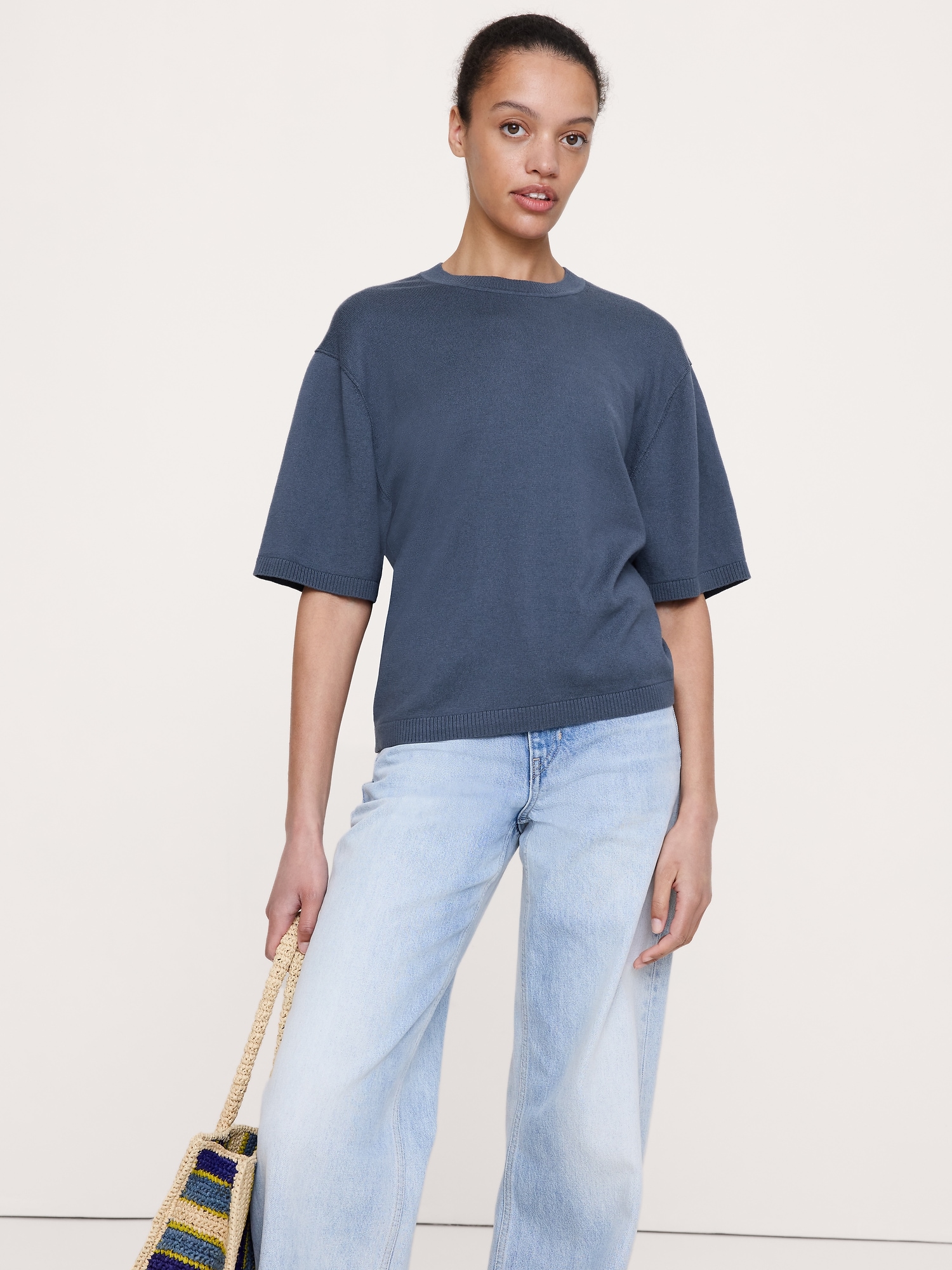 Image number 1 showing, Larkspur Cotton-Silk Sweater Tee