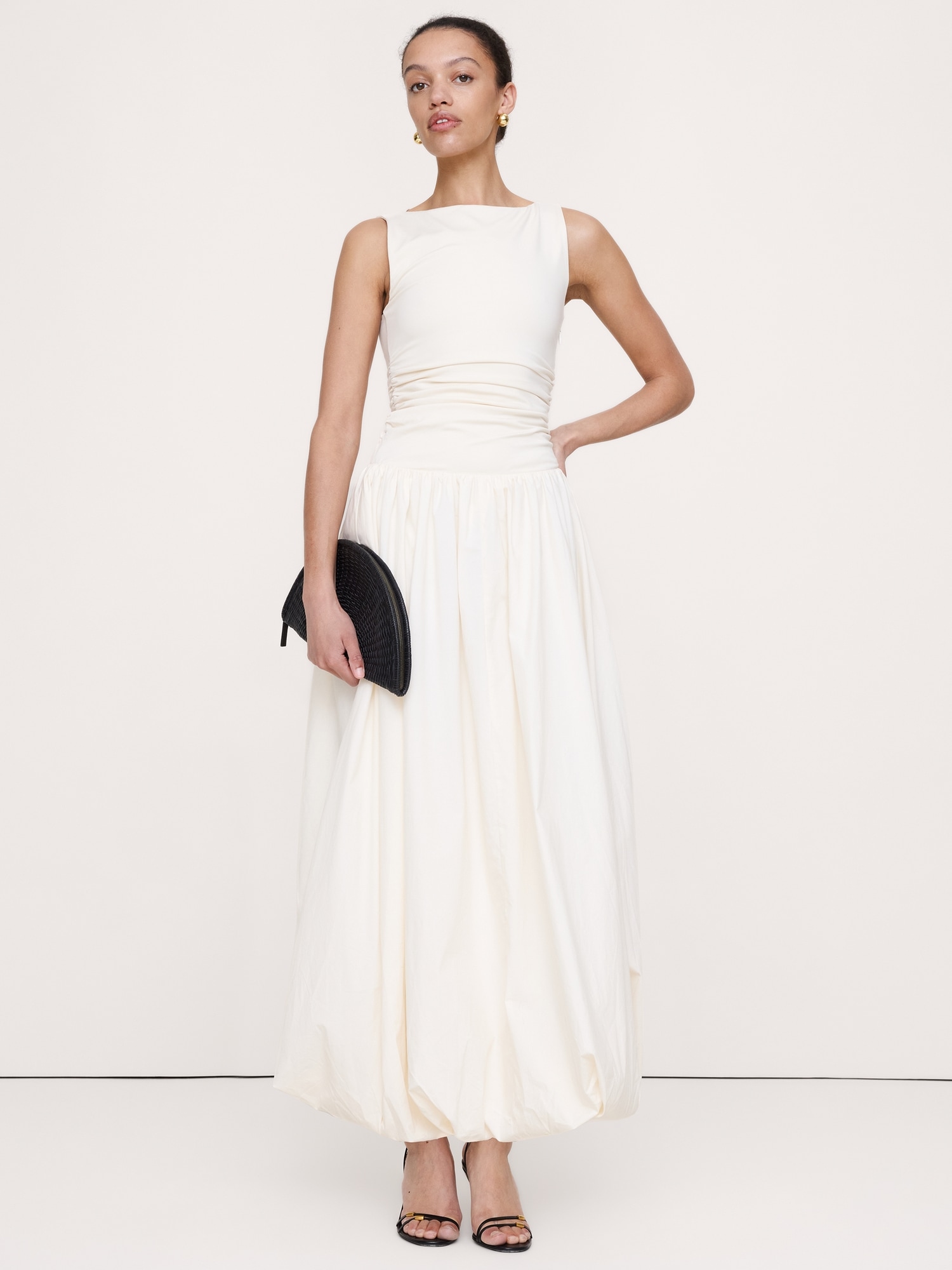Image number 1 showing, Jersey + Cotton Poplin Bubble-Hem Dress