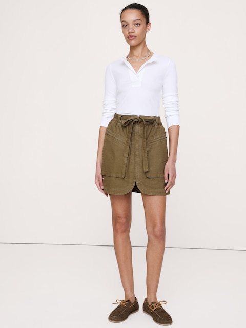 Cotton Utility Mini Skirt