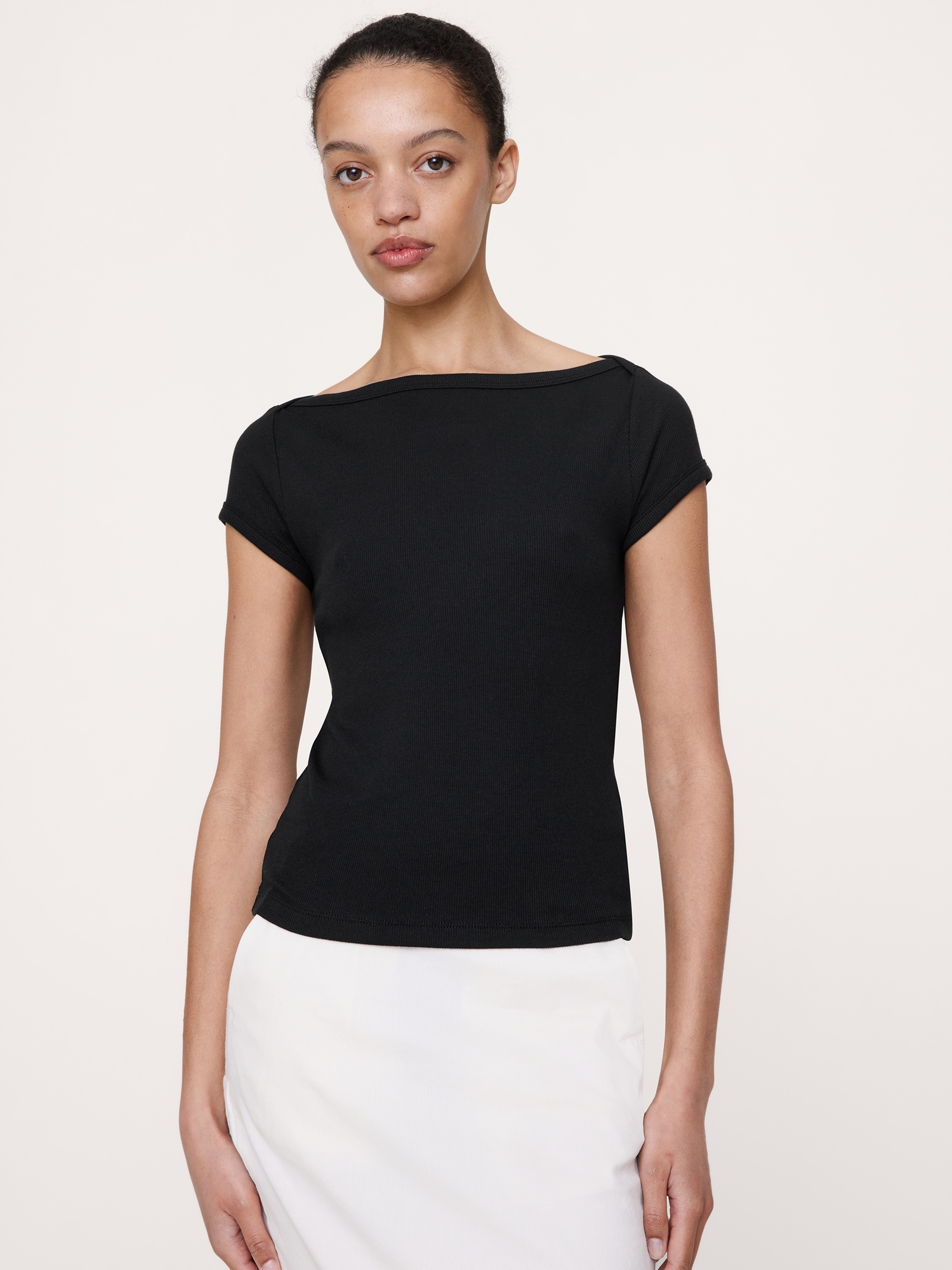 Image number 1 showing, Ribbed Boatneck Top