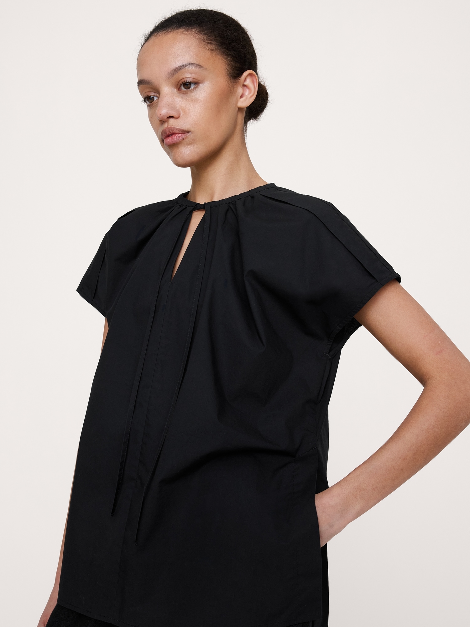 Image number 6 showing, Cotton Poplin Split-Neck Tunic