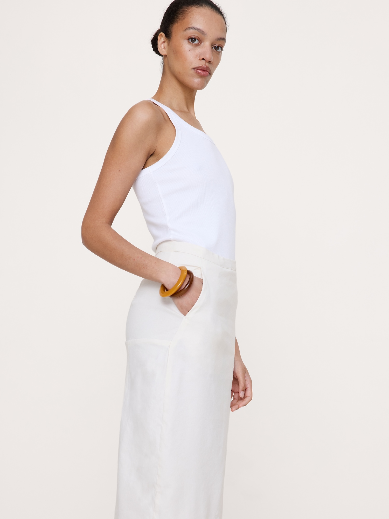 Image number 4 showing, Stretch Linen-Viscose Pencil Skirt