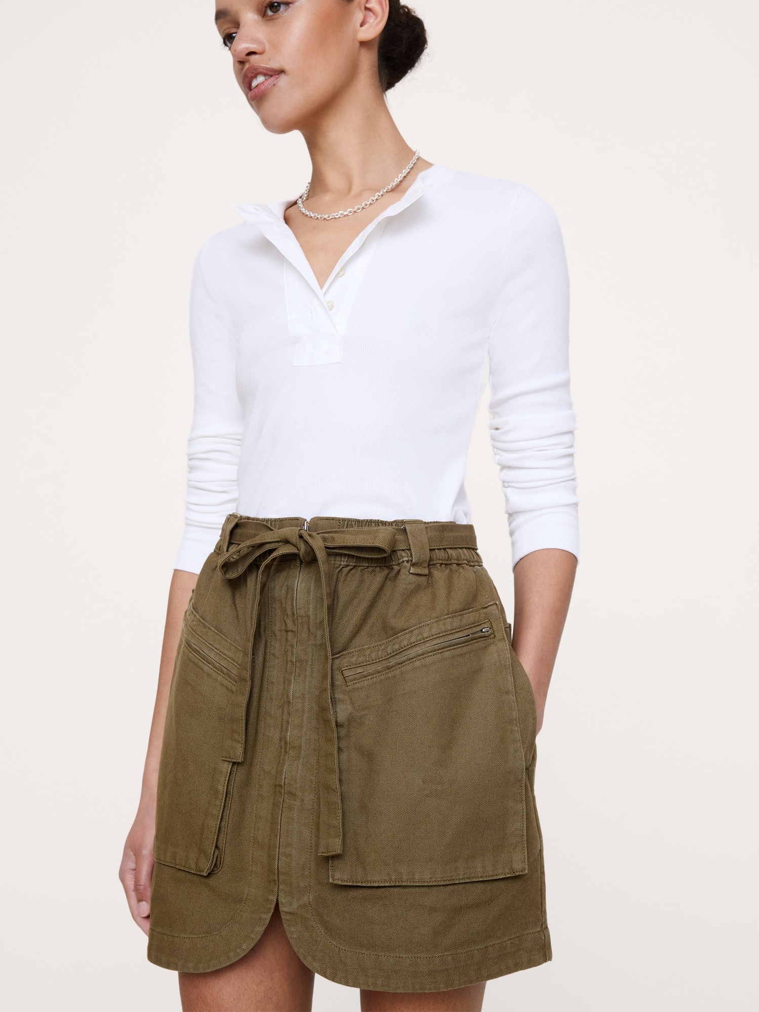 Image number 4 showing, Cotton Utility Mini Skirt