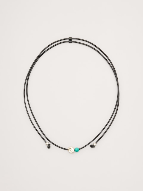 Metallic Stone Cord Necklace