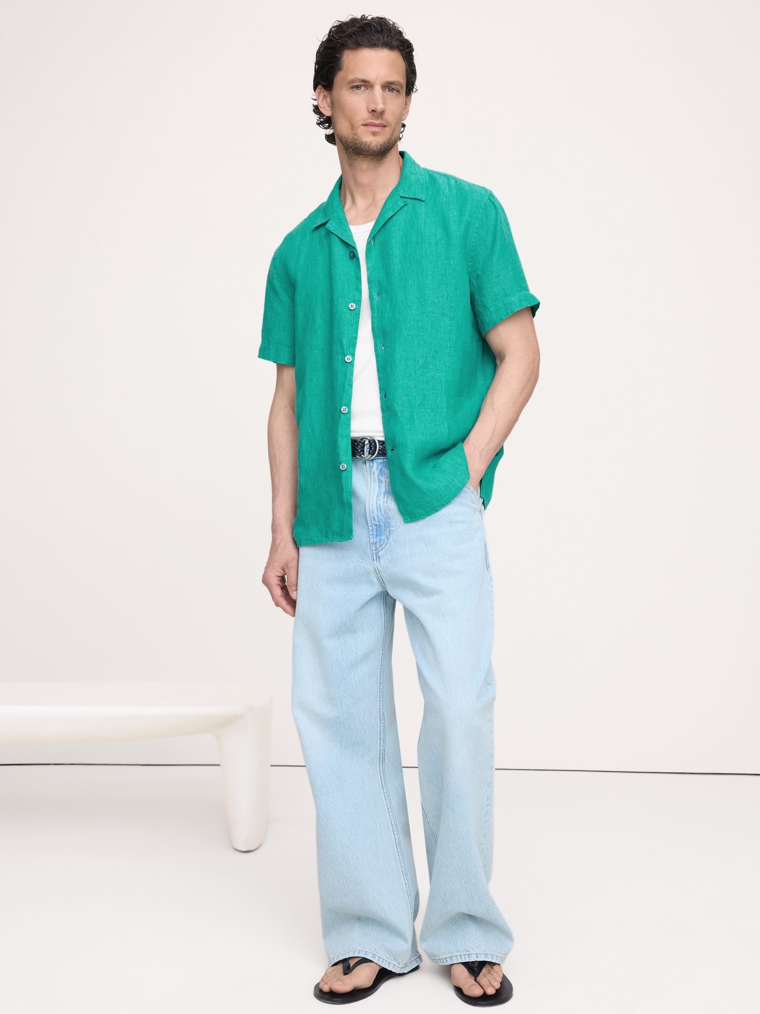 Image number 1 showing, Standard-Fit Linen Resort Shirt