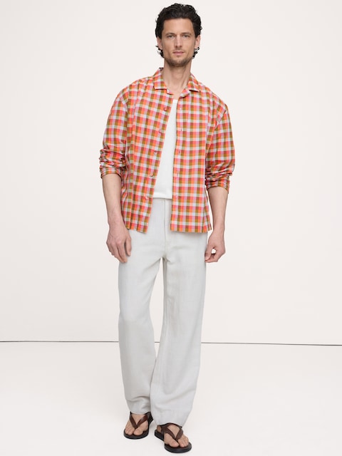 Relaxed-Fit Summerweight Cotton Long-Sleeve Resort Shirt