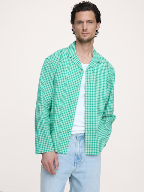 Relaxed-Fit Summerweight Cotton Long-Sleeve Resort Shirt