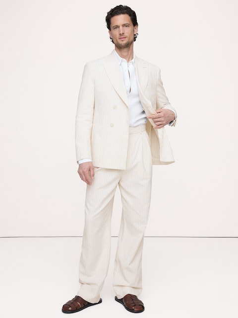 Italian Cotton-Linen Seersucker Suit Pant