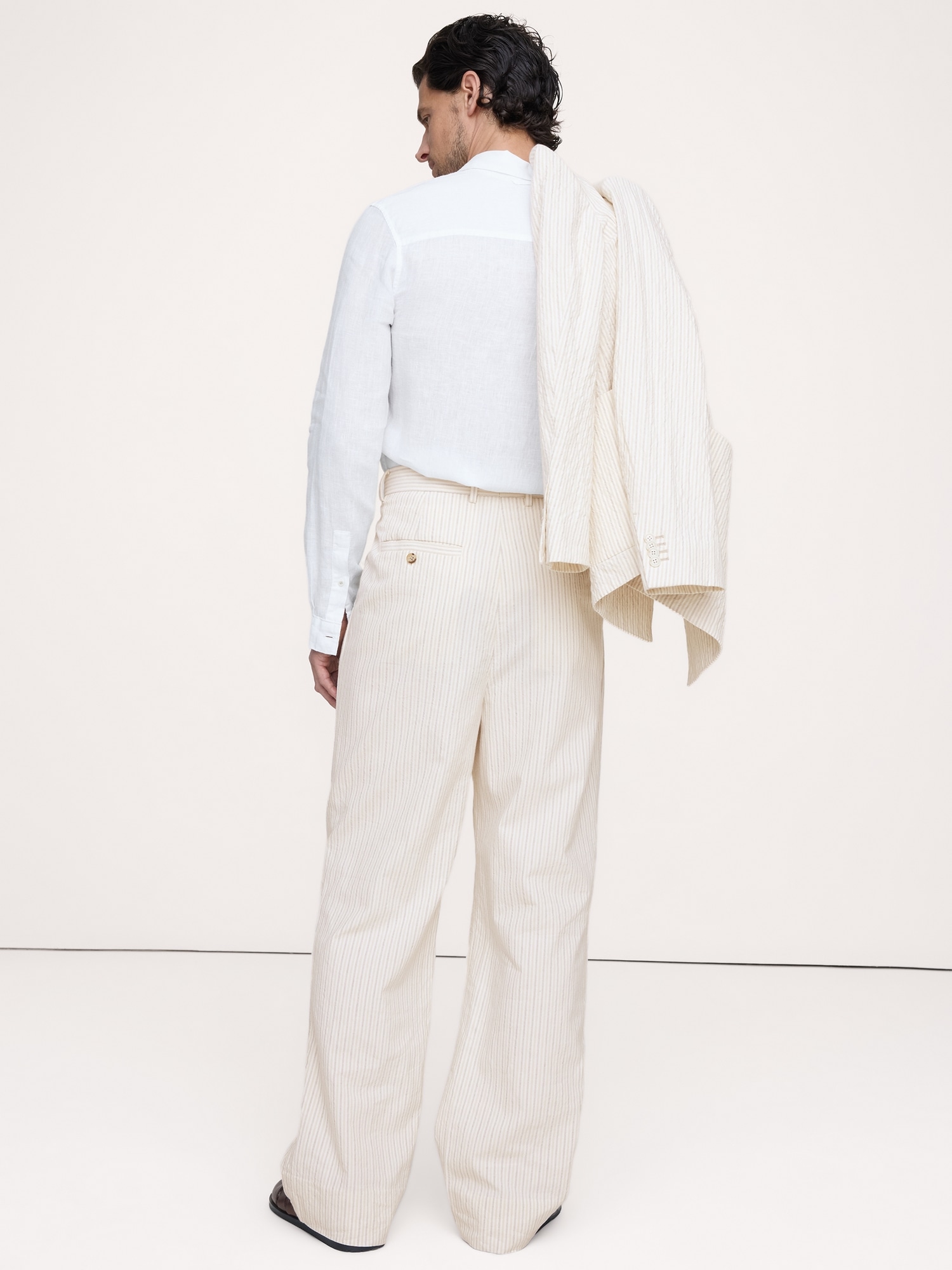 Image number 3 showing, Italian Cotton-Linen Seersucker Suit Pant