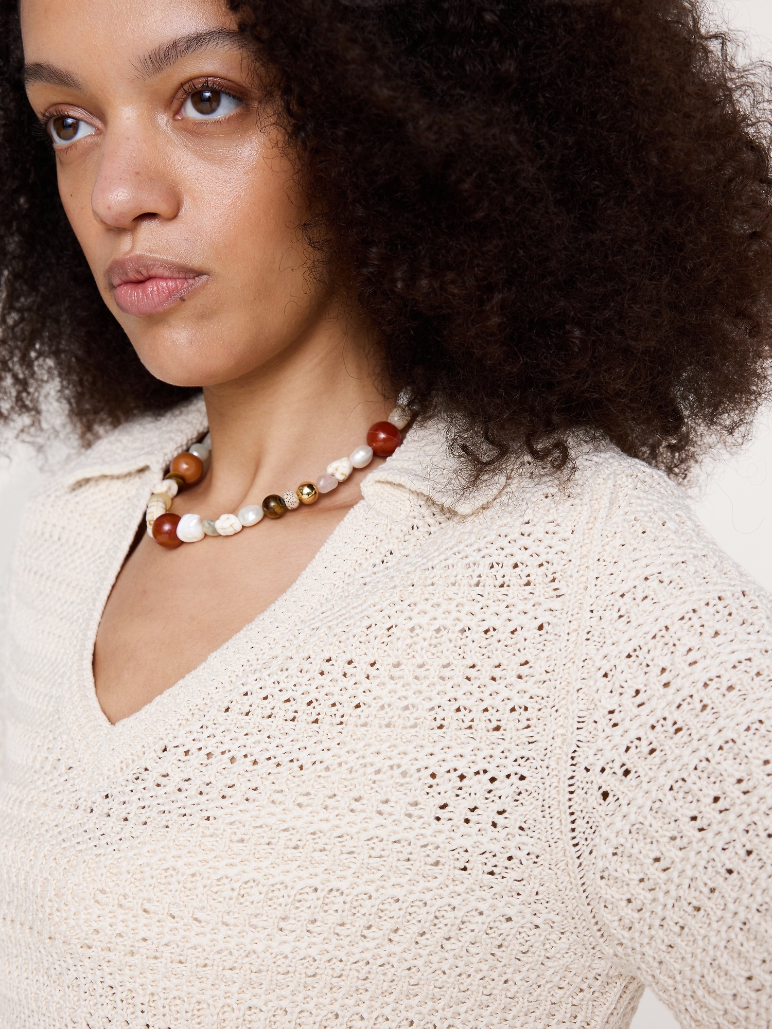 Женское платье Banana Republic Cotton Crochet Mini Sweater Dress, цвет: Молочно-белый — фото 3