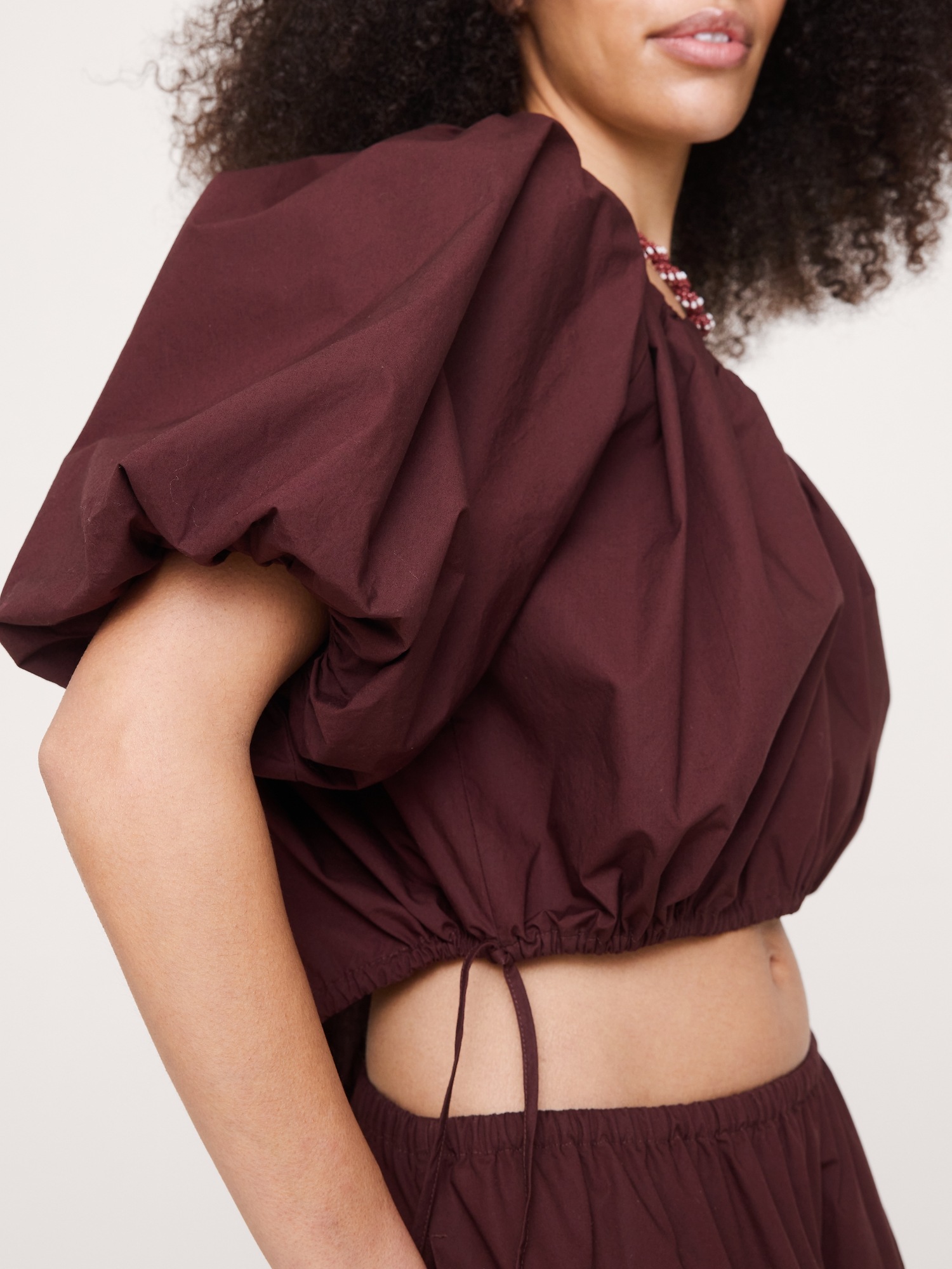 Image number 4 showing, Cotton Poplin Bubble-Hem Cropped Top