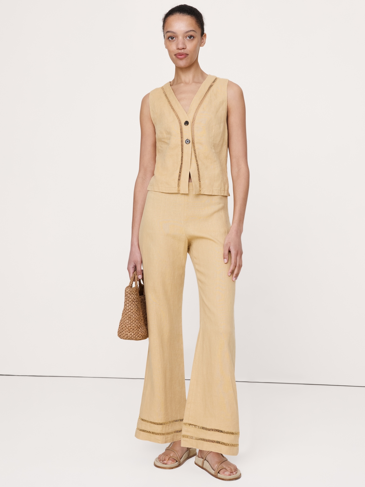 Image number 6 showing, Linen Lace-Trim Vest