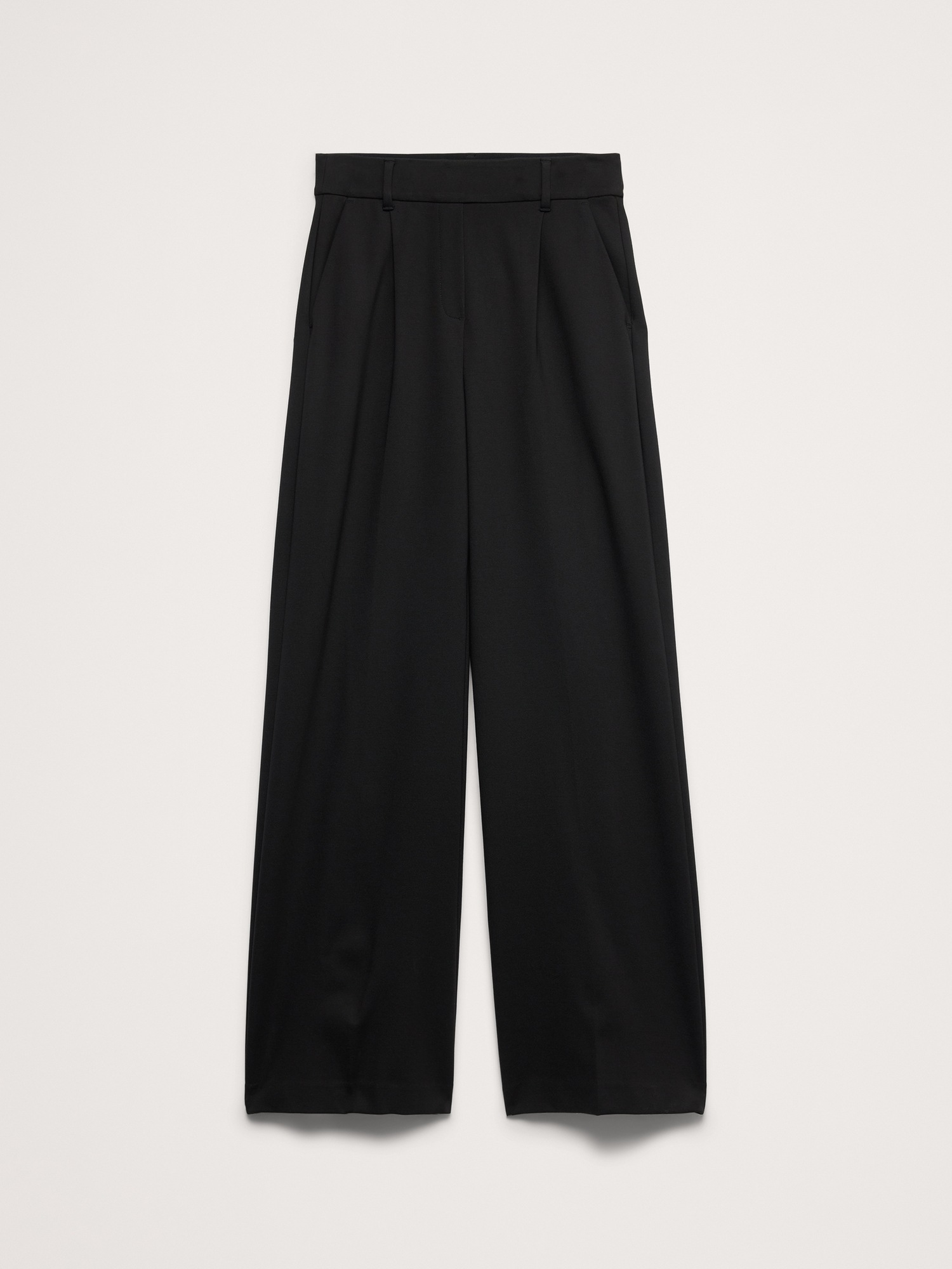 Женские брюки Banana Republic High-Rise Wide-Leg Drapey Ponte Pull-On Pant, цвет: Чёрный — фото 4