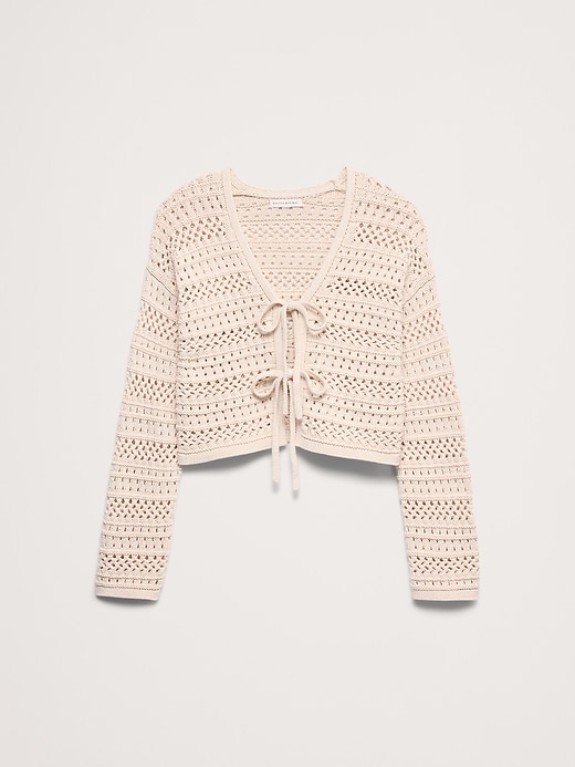 Coastal Cotton Crochet Tie-Front Cardigan - Banana Republic