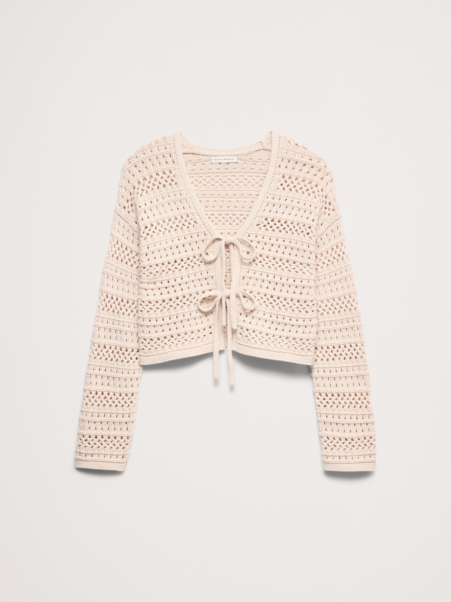 Image number 4 showing, Cotton Crochet Tie-Front Cardigan