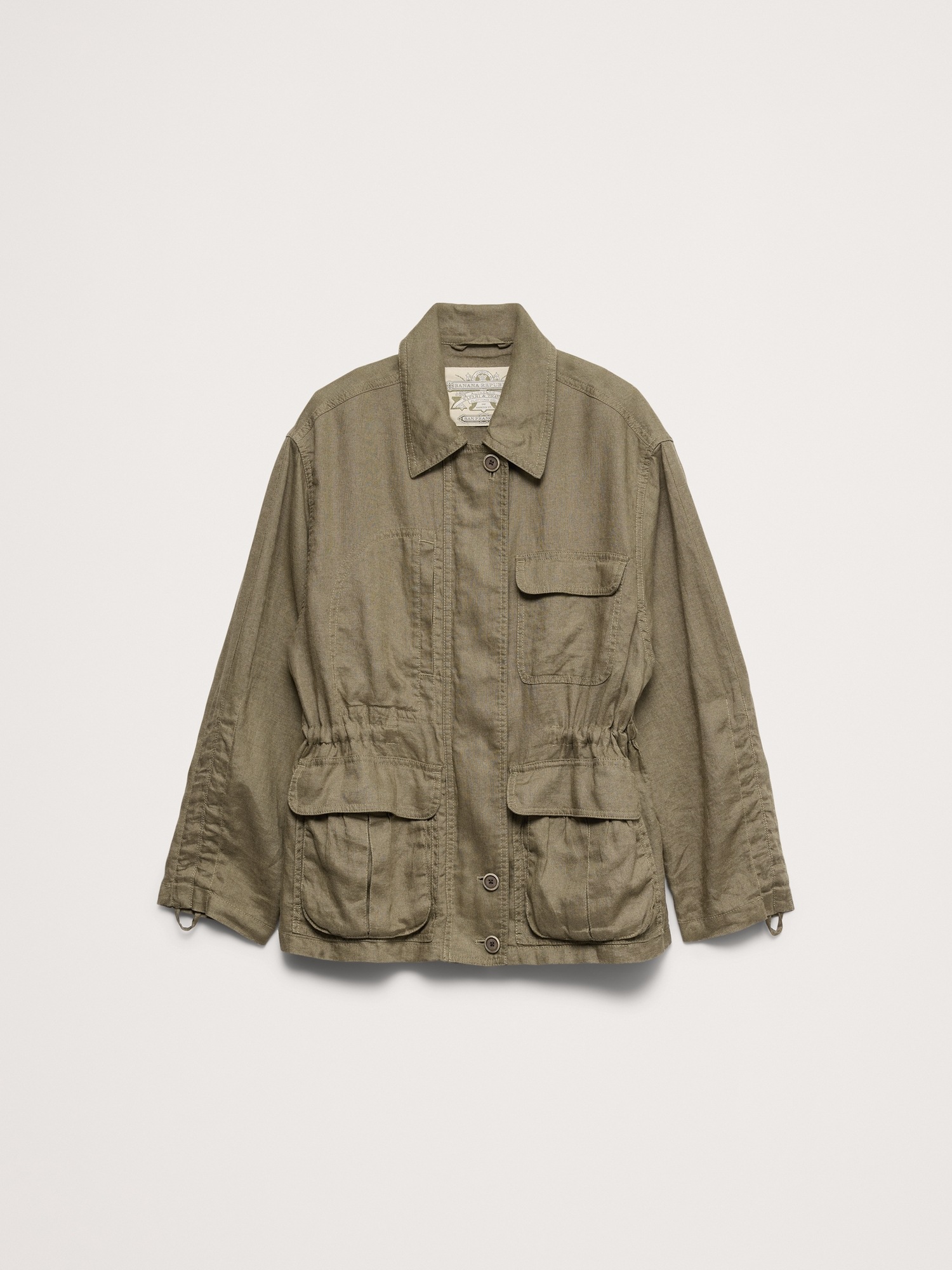 Женское пальто Banana Republic Archive Reissue Linen Chore, цвет: Оливковый зелёный — фото 4