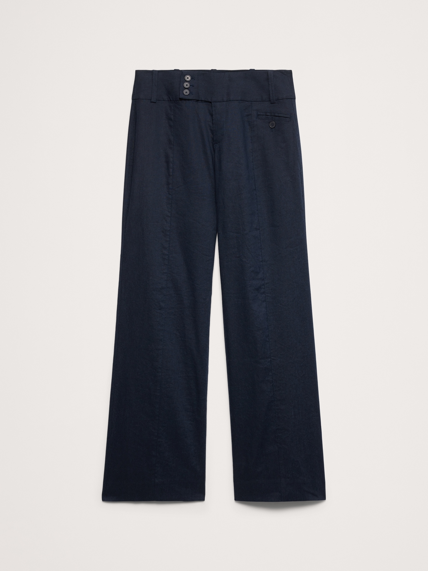 Image number 8 showing, Low-Rise Wide-Leg Stretch Linen-Viscose Pant