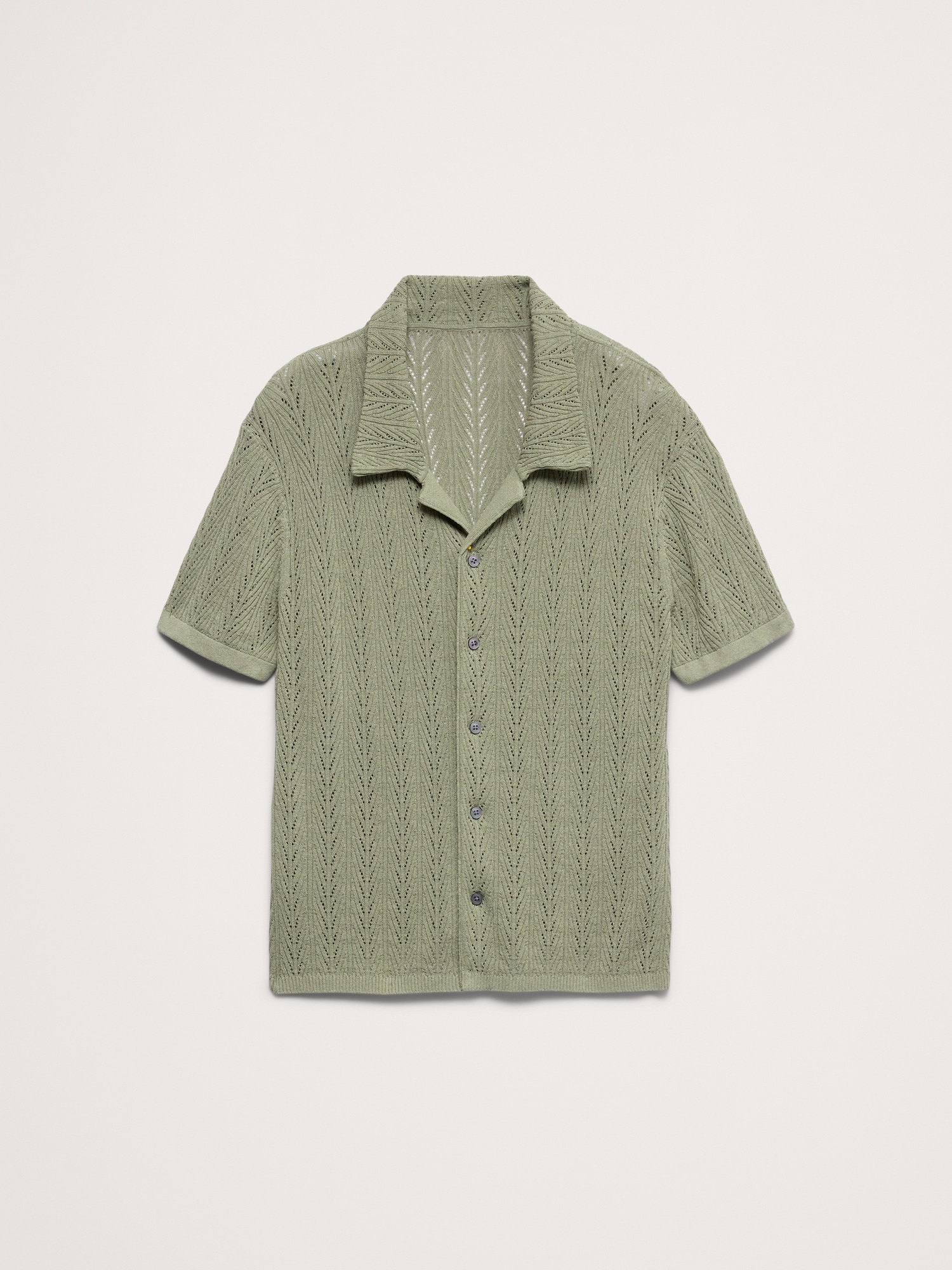 Image number 5 showing, Pointelle Linen-Cotton Blend Polo Cardigan