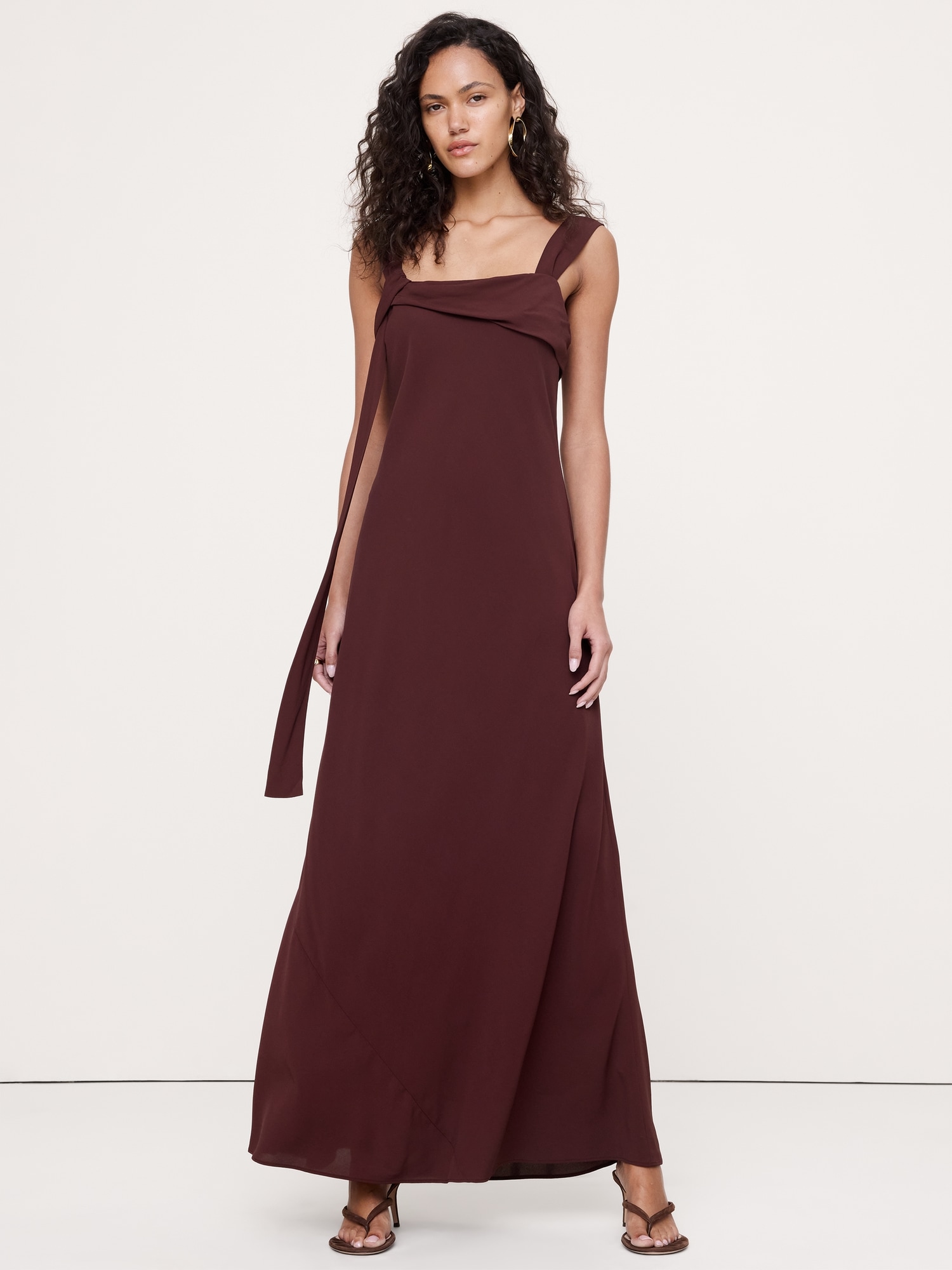 Image number 1 showing, Drapey Georgette Bias-Cut Slip Dress