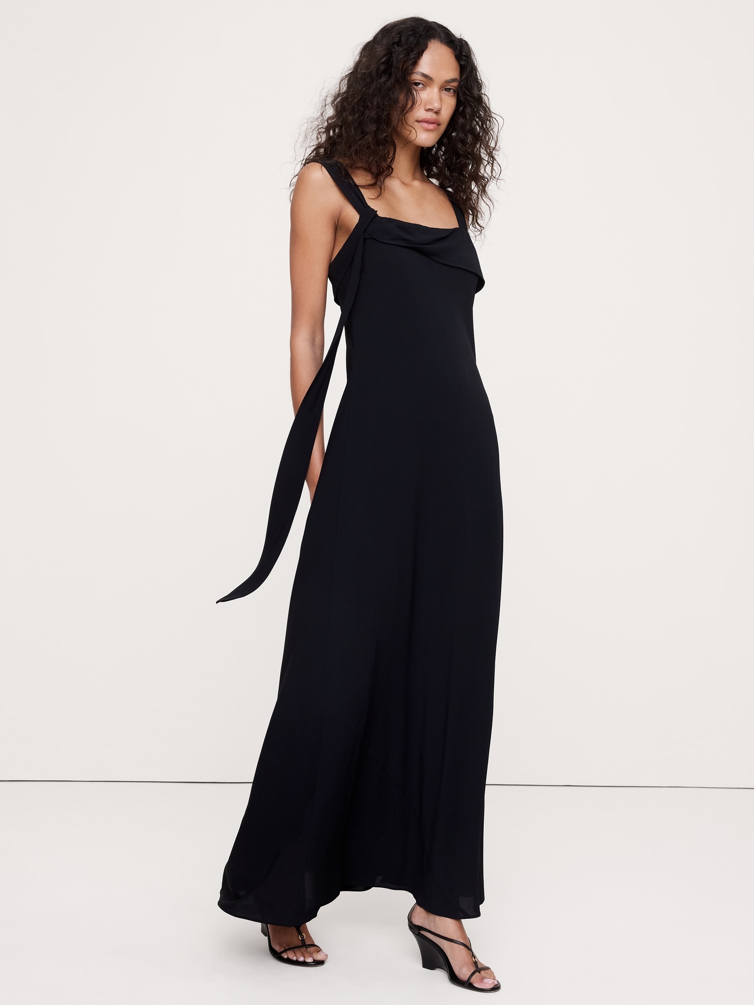 Image number 1 showing, Drapey Georgette Bias-Cut Slip Dress