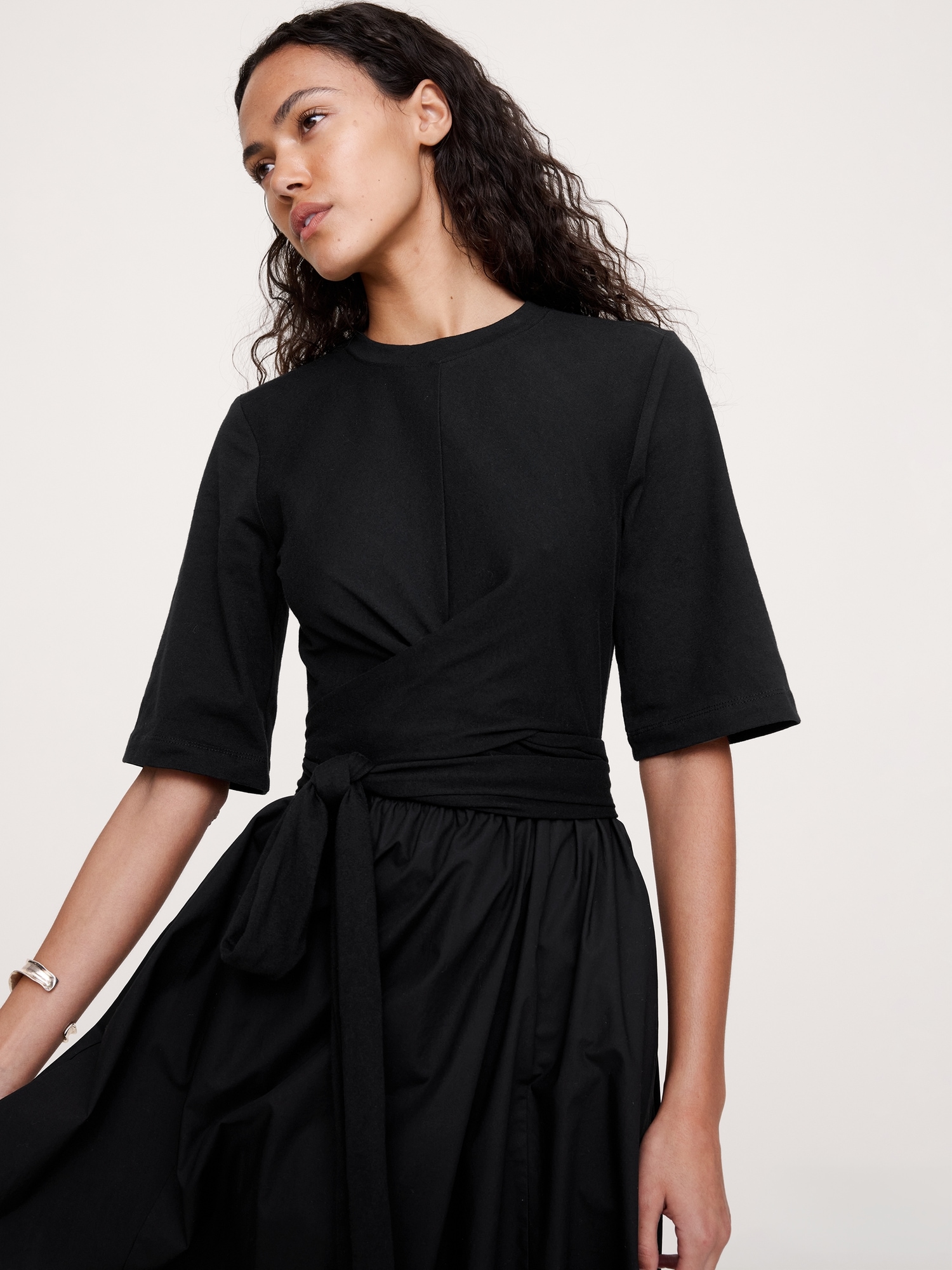 Image number 4 showing, Cotton Poplin + Jersey Twisted Maxi Dress