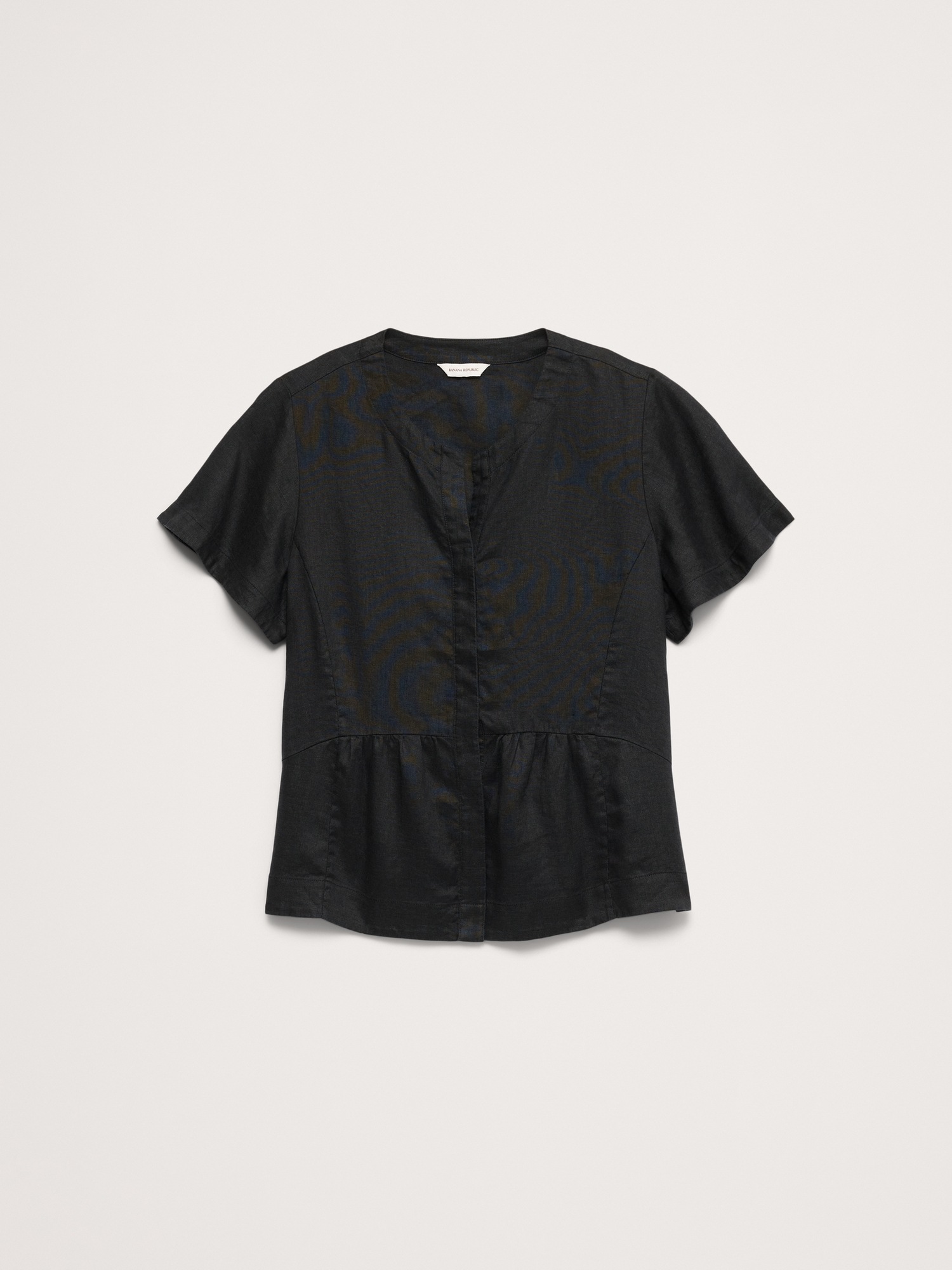 Женский топ Banana Republic Linen Flutter-Sleeve Top, цвет: Чёрный — фото 4