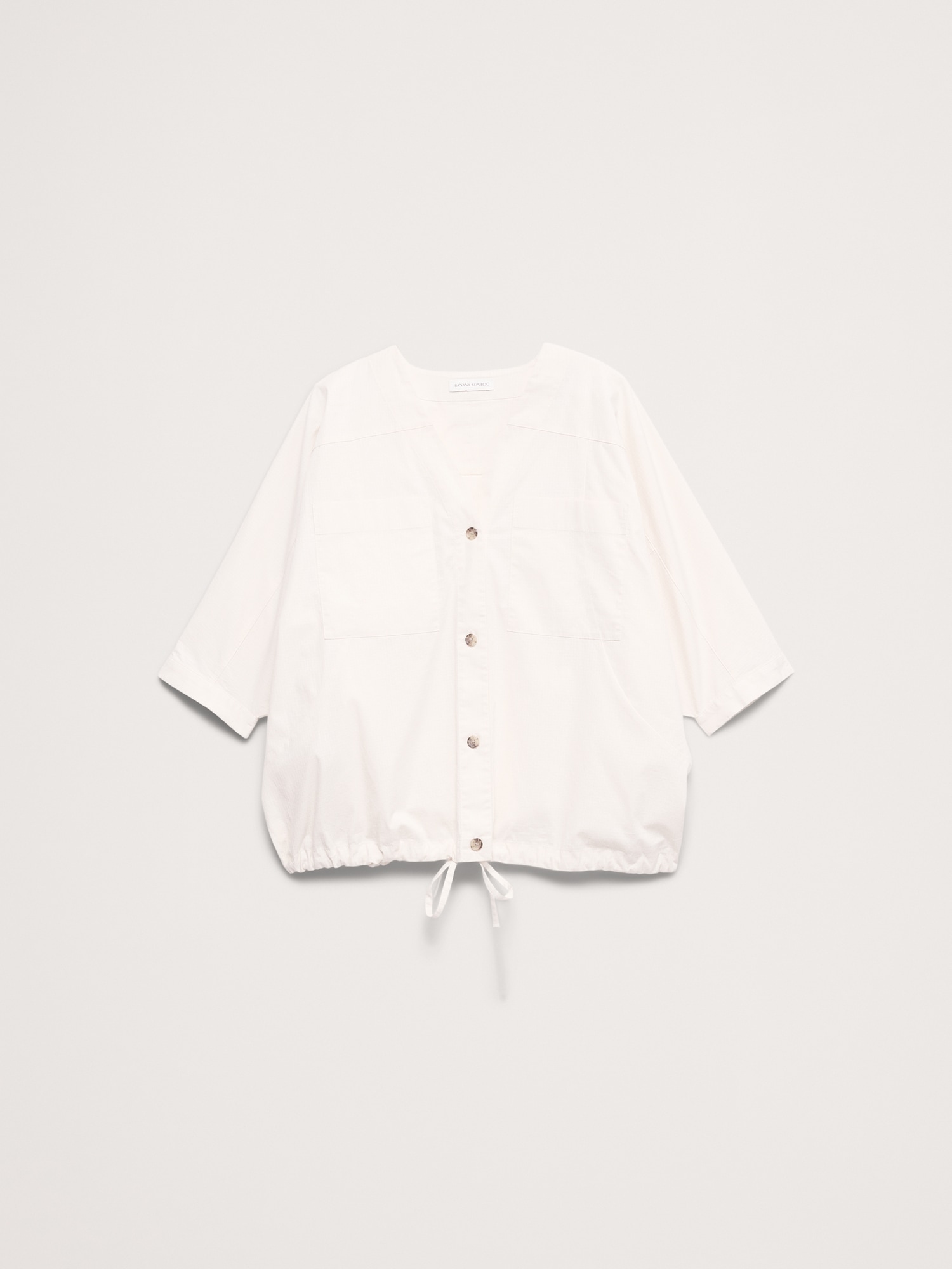 Image number 5 showing, Stretch-Cotton Drawstring-Hem Top