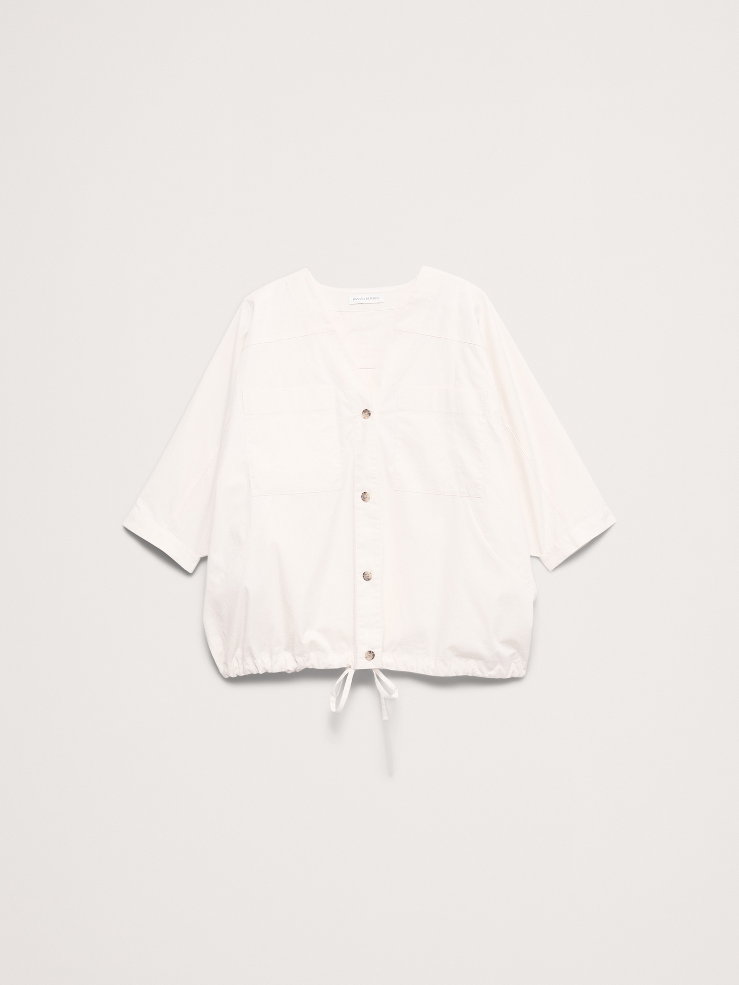 Женский топ Banana Republic Stretch-Cotton Drawstring-Hem Top, цвет: Кремовый белый — фото 4