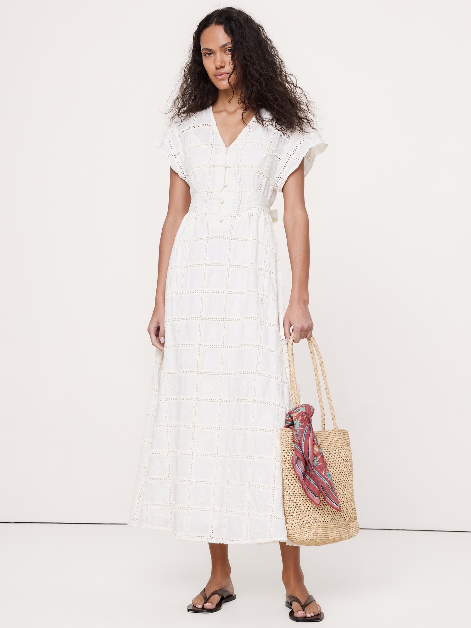 Image number 1 showing, Embroidered Cotton Maxi Dress