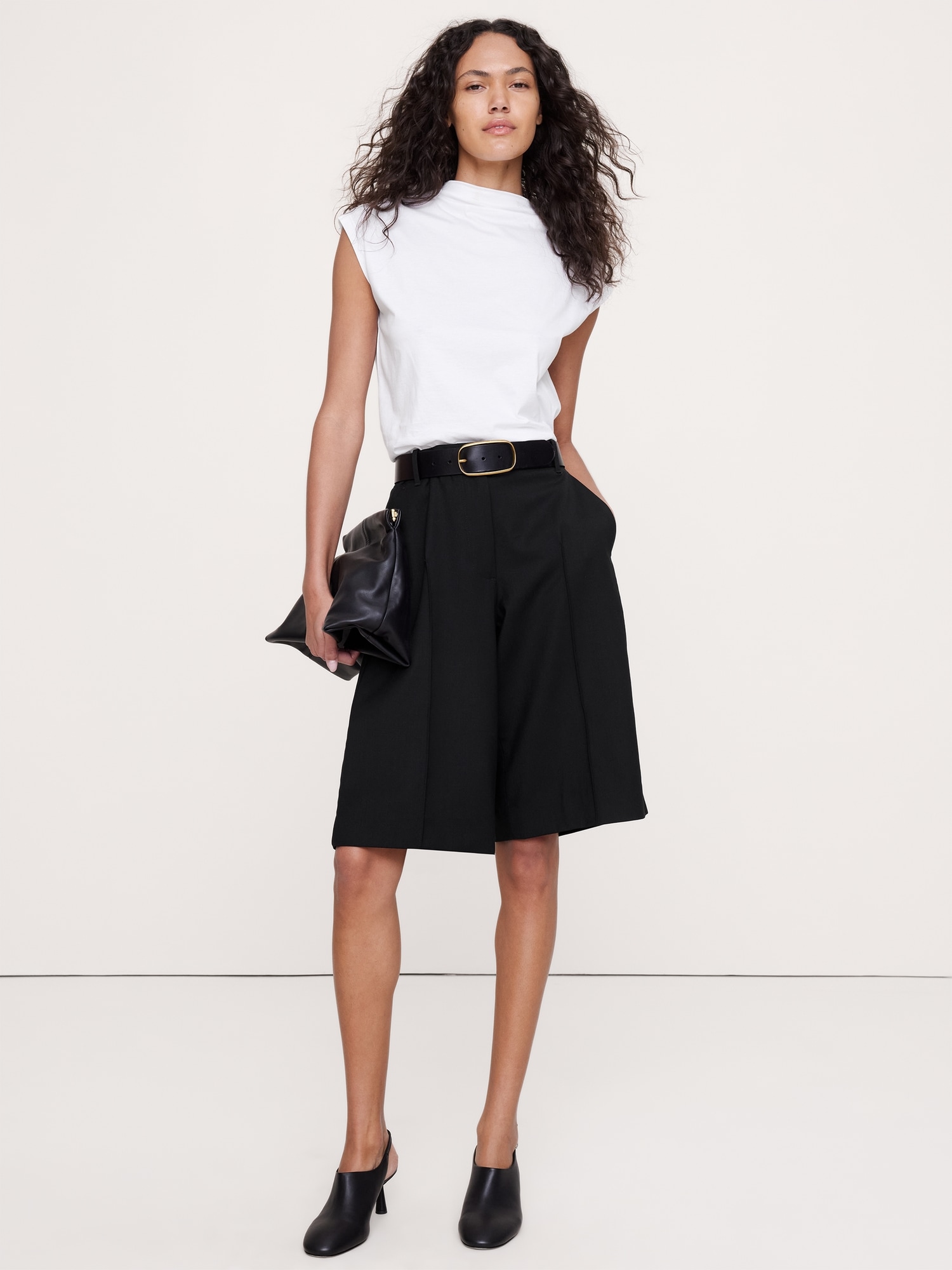 Image number 1 showing, Silky Cotton Mock-Neck Top