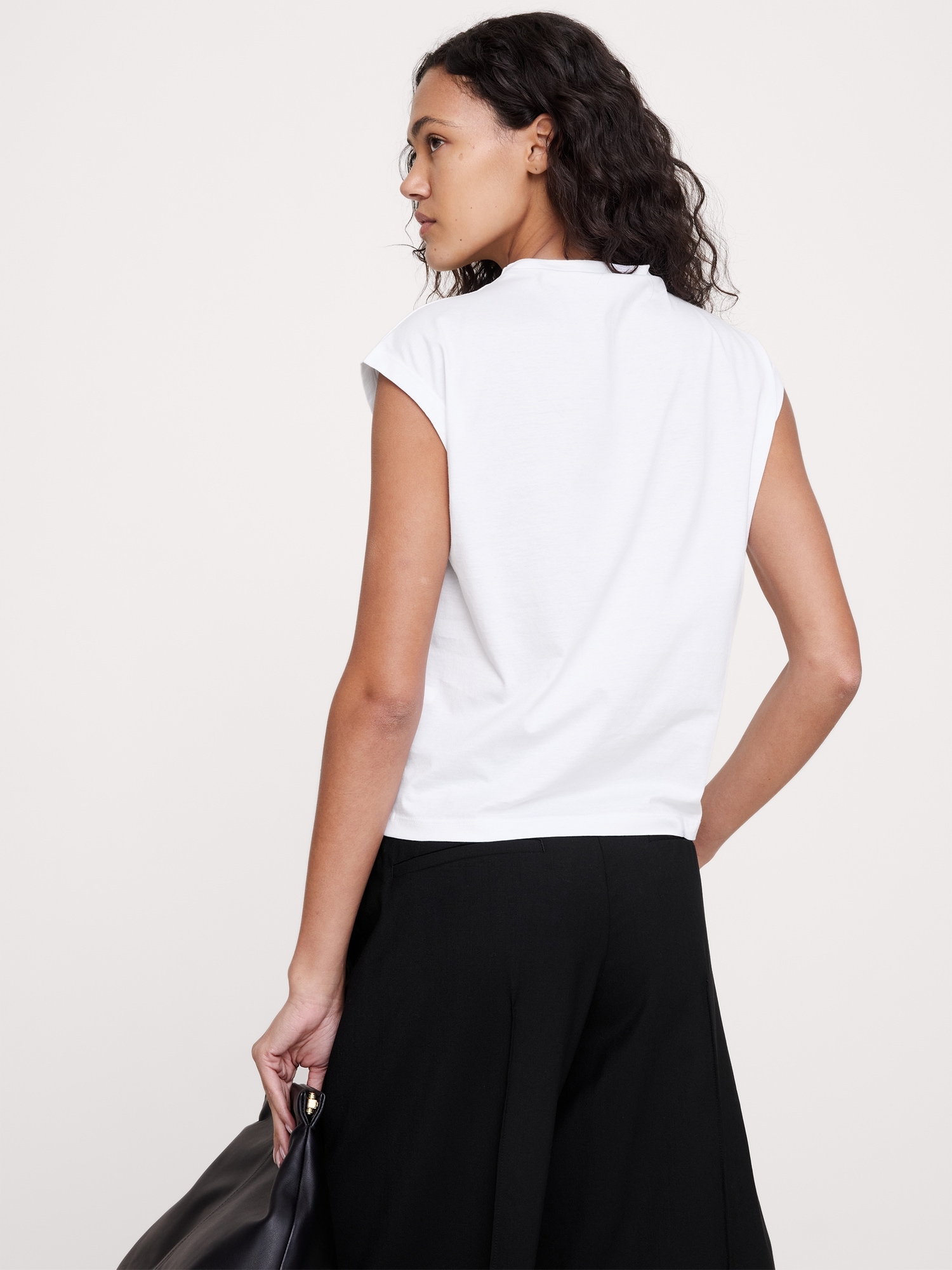 Image number 2 showing, Silky Cotton Mock-Neck Top