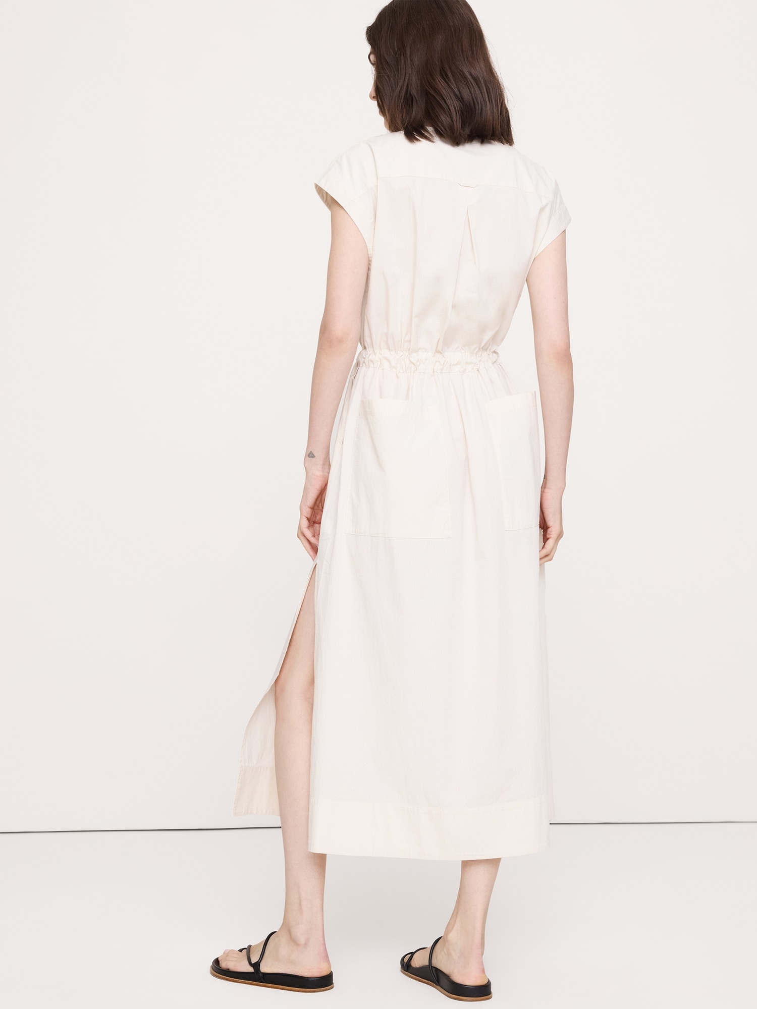 Image number 3 showing, Stretch-Cotton Tie-Waist Maxi Dress
