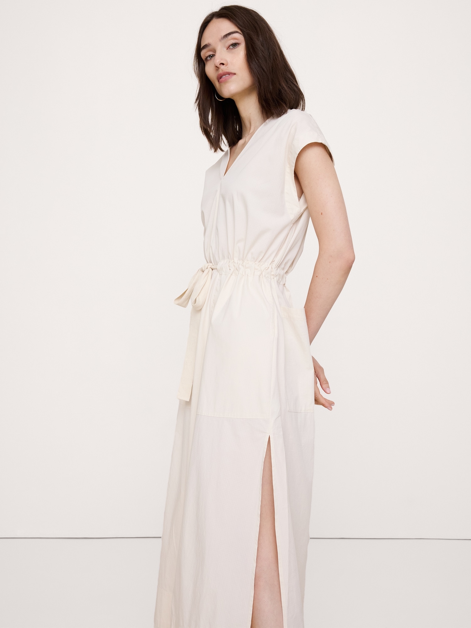 Image number 4 showing, Stretch-Cotton Tie-Waist Maxi Dress
