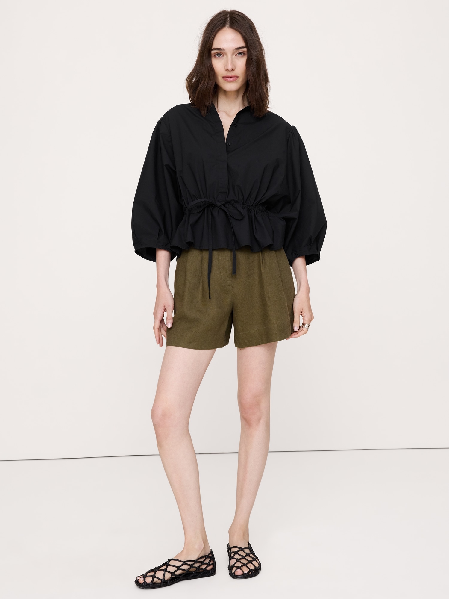 Image number 6 showing, Cotton Poplin Tie-Waist Top