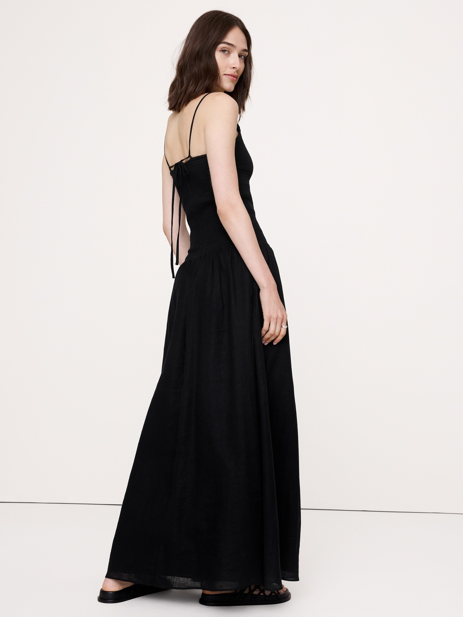 Image number 8 showing, Linen-Cotton Gauze Smocked Maxi Dress