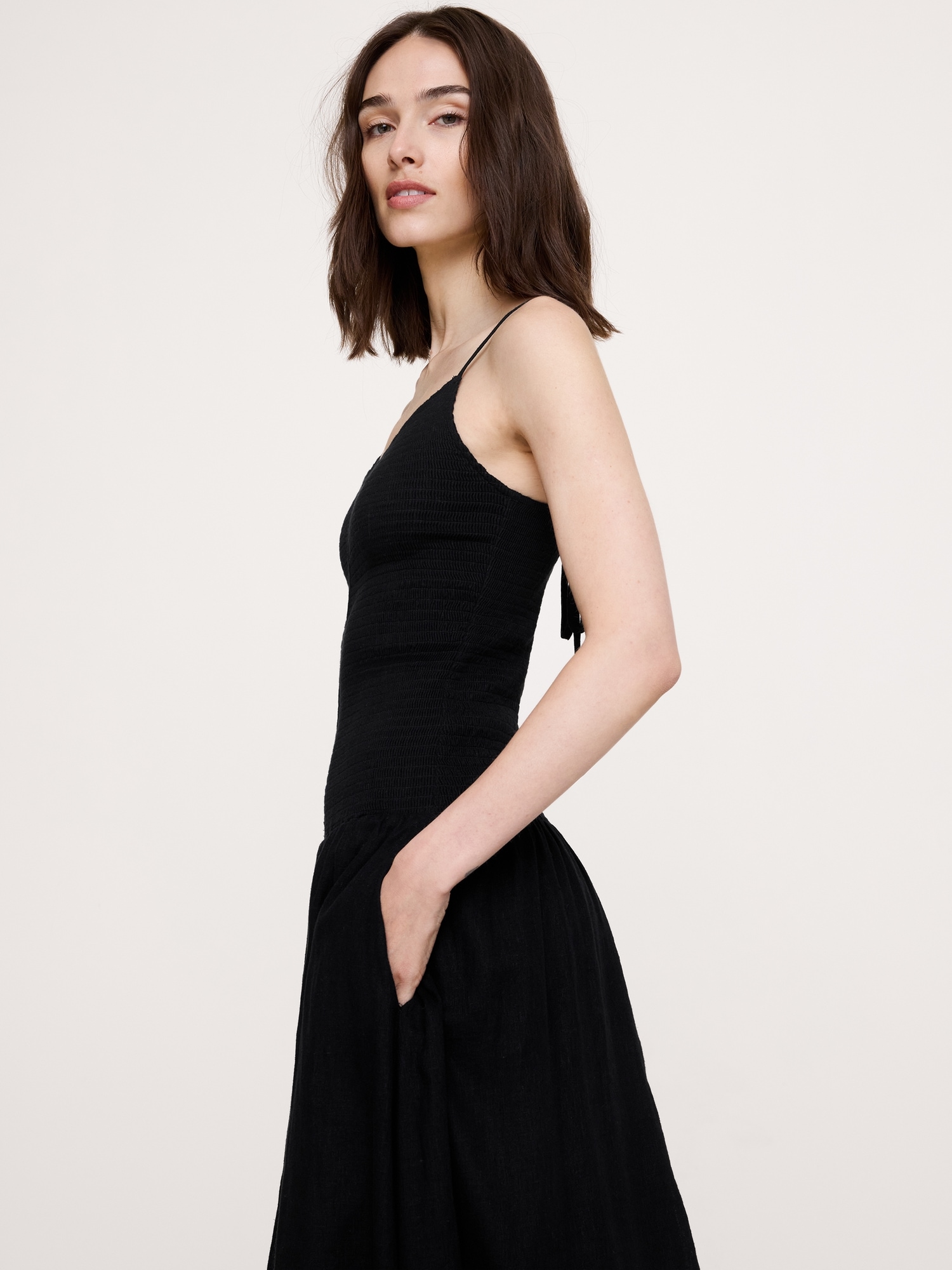 Image number 4 showing, Linen-Cotton Gauze Smocked Maxi Dress