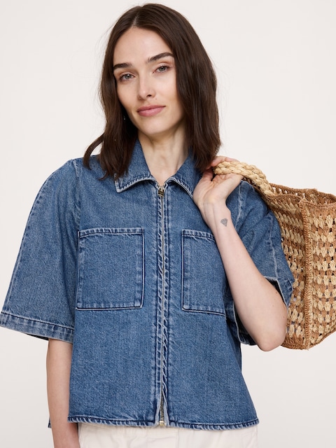 Denim Flare-Sleeve Jacket