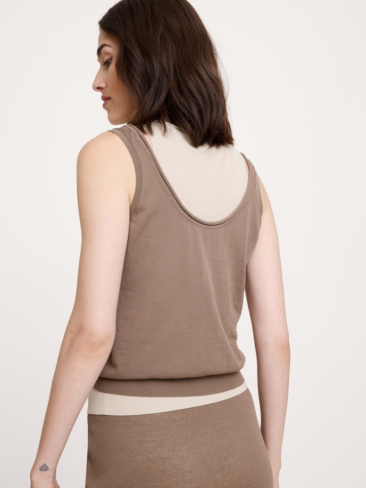 Image number 2 showing, Sheer Ultra-Fine Cotton Layered Tank