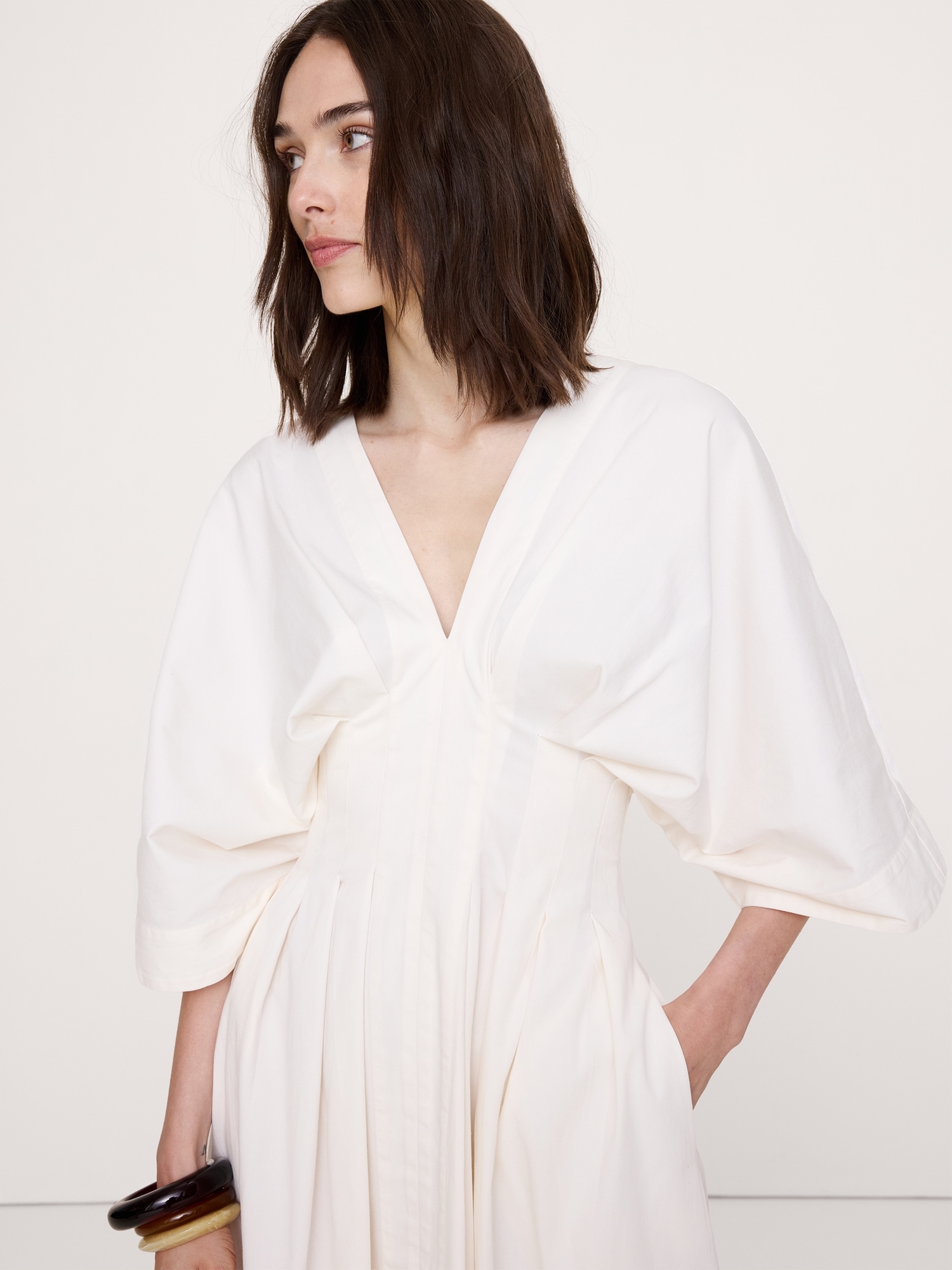 Image number 3 showing, Stretch-Cotton Pleated Maxi Dress