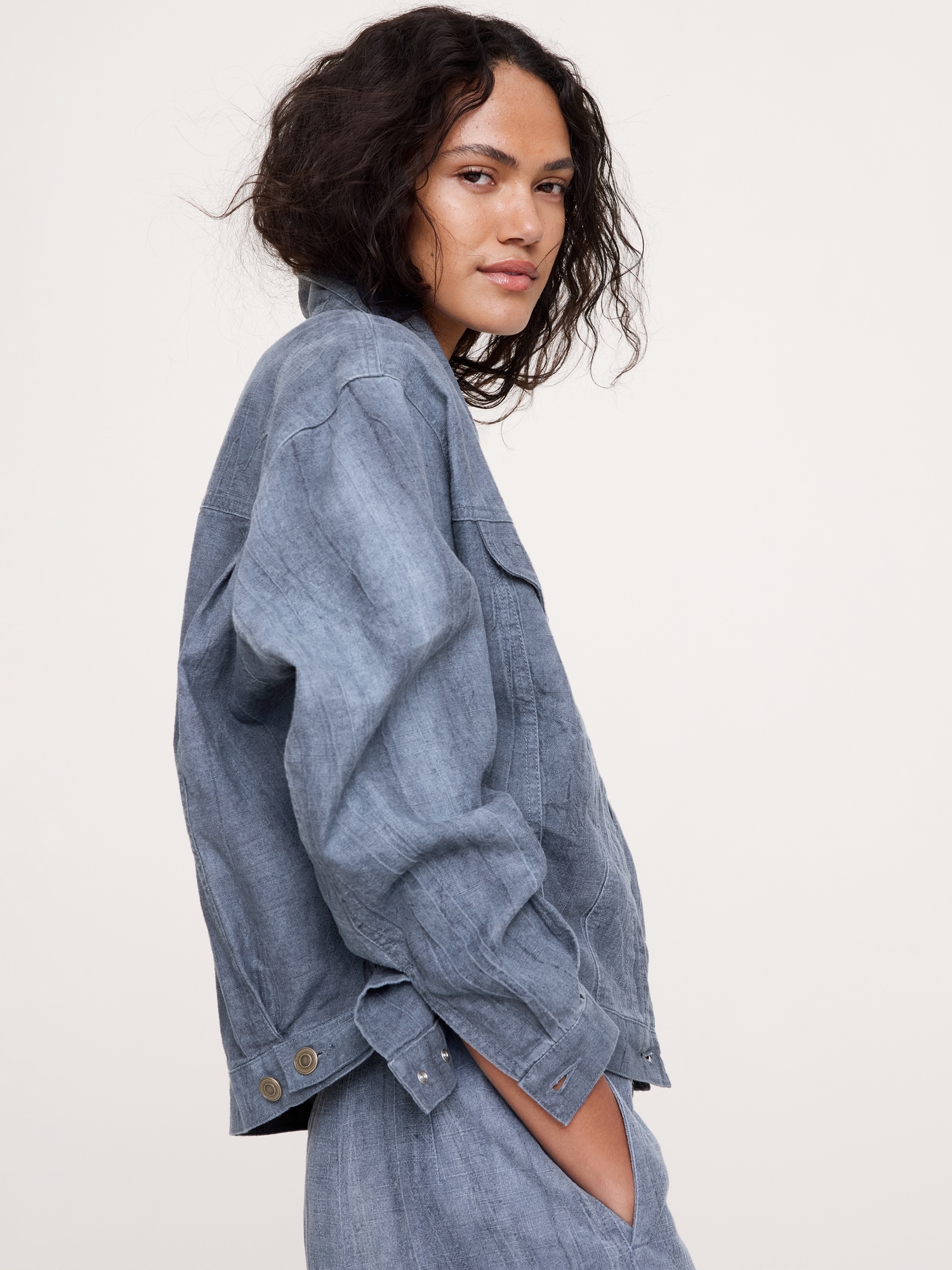 Image number 4 showing, Ramie-Cotton Trucker Jacket