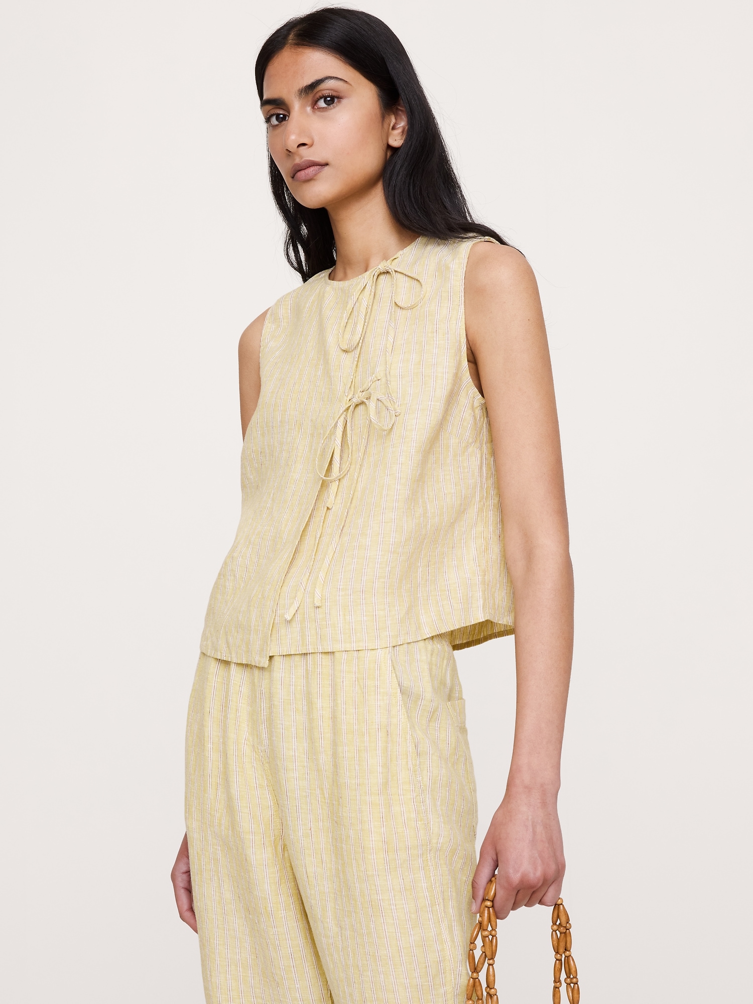 Image number 1 showing, Linen Double-Tie Tank