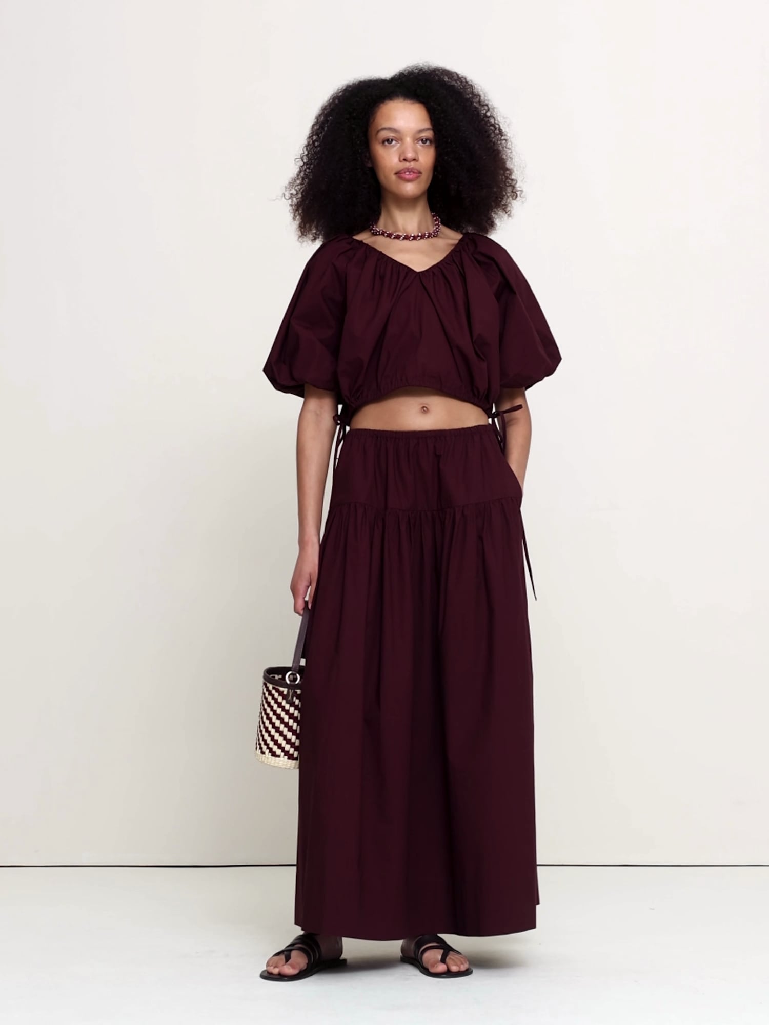 Cotton Poplin Bubble-Hem Cropped Top - thumbnail 10