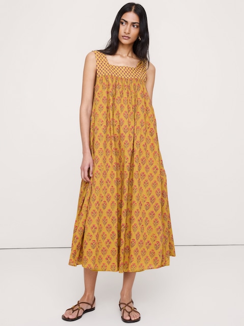 Cotton Square-Neck Dress